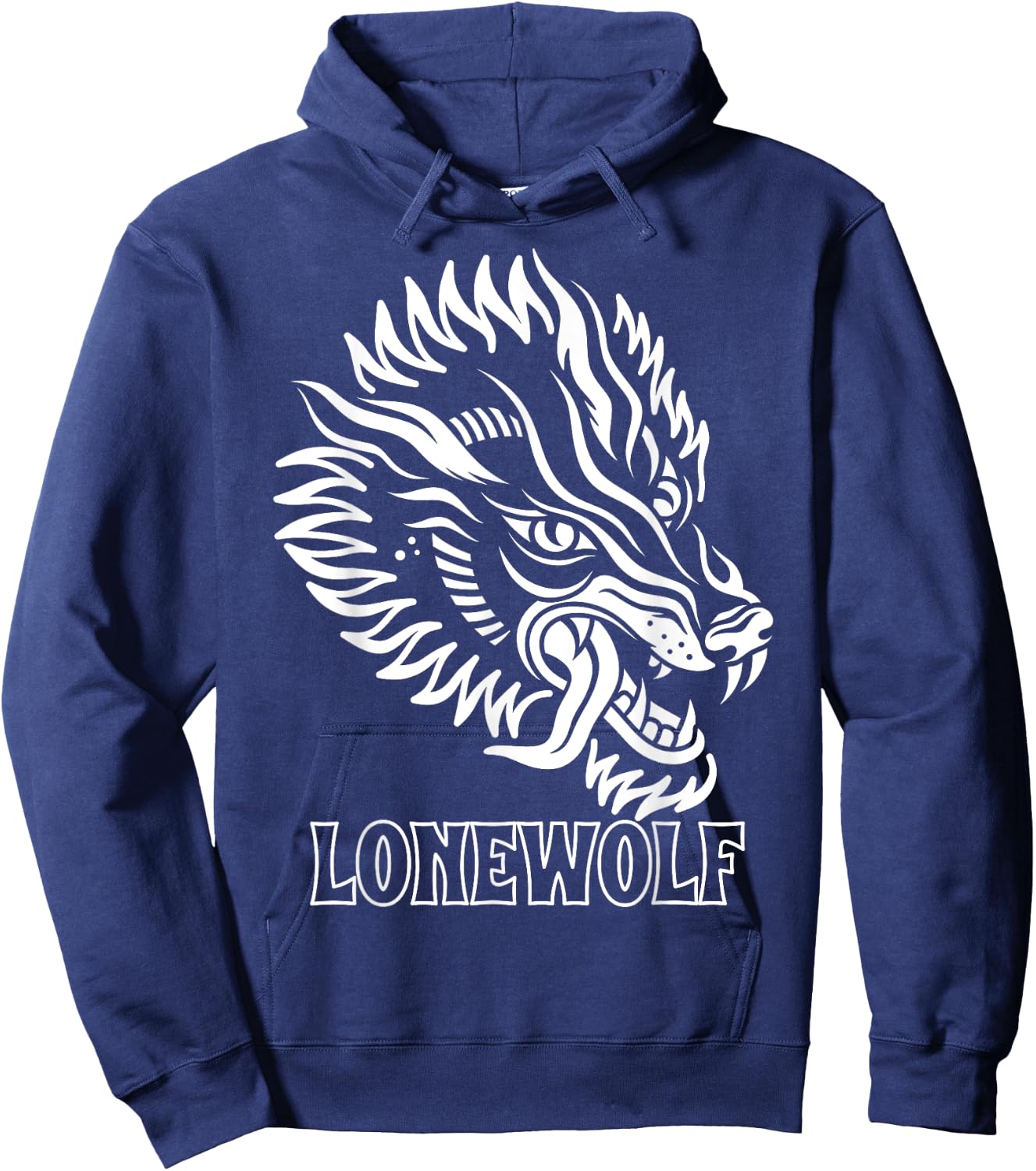Vintage Wolf Shirt Lonewolf Lone Biker Lowbrow Wolf Hoodie - Hoodie | Navy