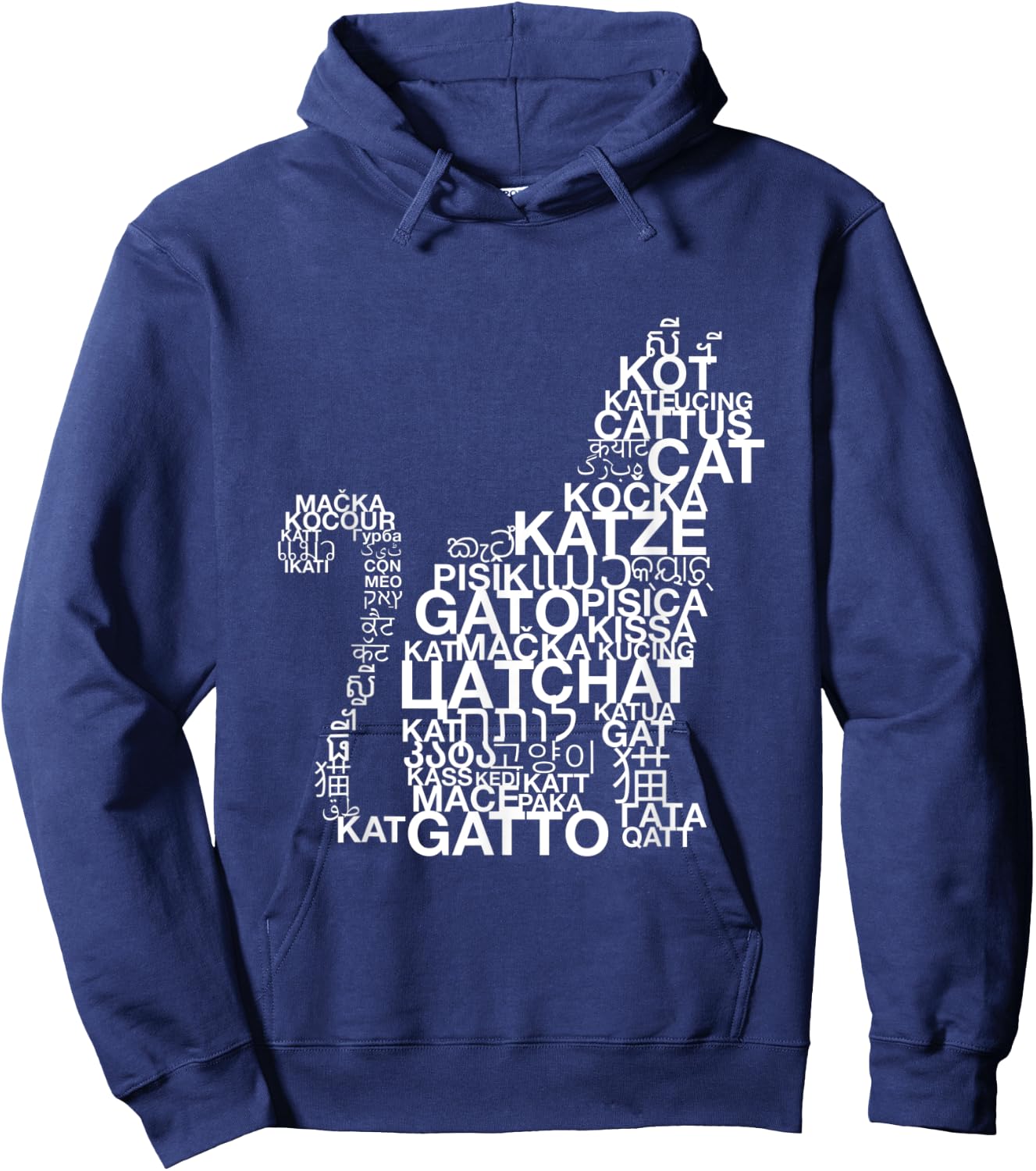 CAT | Word In All Languages | Cats love | Pet animal | Kitty Hoodie - Hoodie | Navy