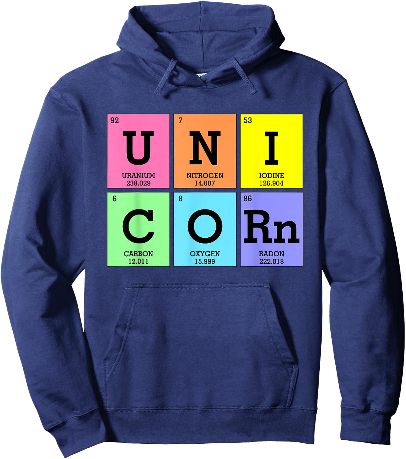 Cute Periodic Table of Elements Unicorn Rainbow Girl Kids Hoodie - Hoodie | Navy