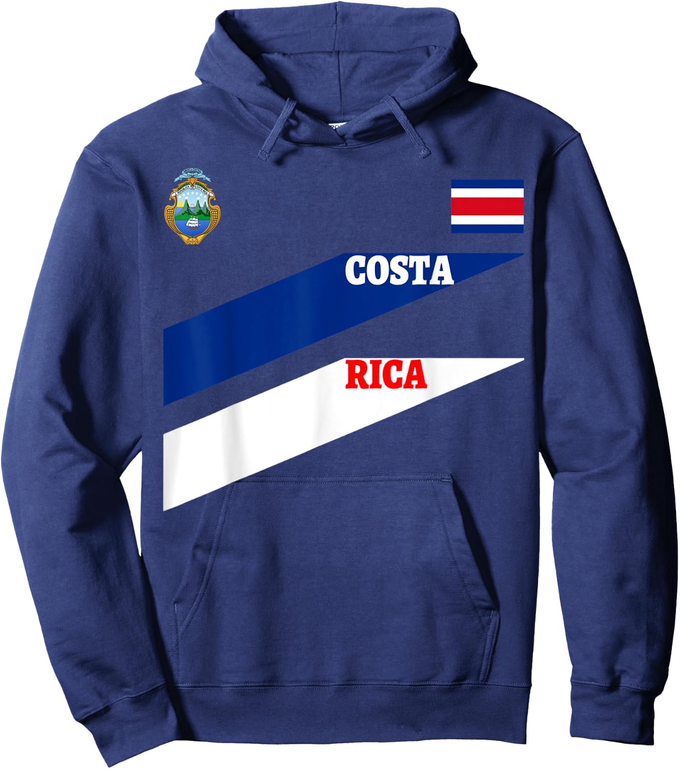 Costa Rica Jersey Flag-Soccer-Travel-Football T Shirt Hoodie - Hoodie | Navy