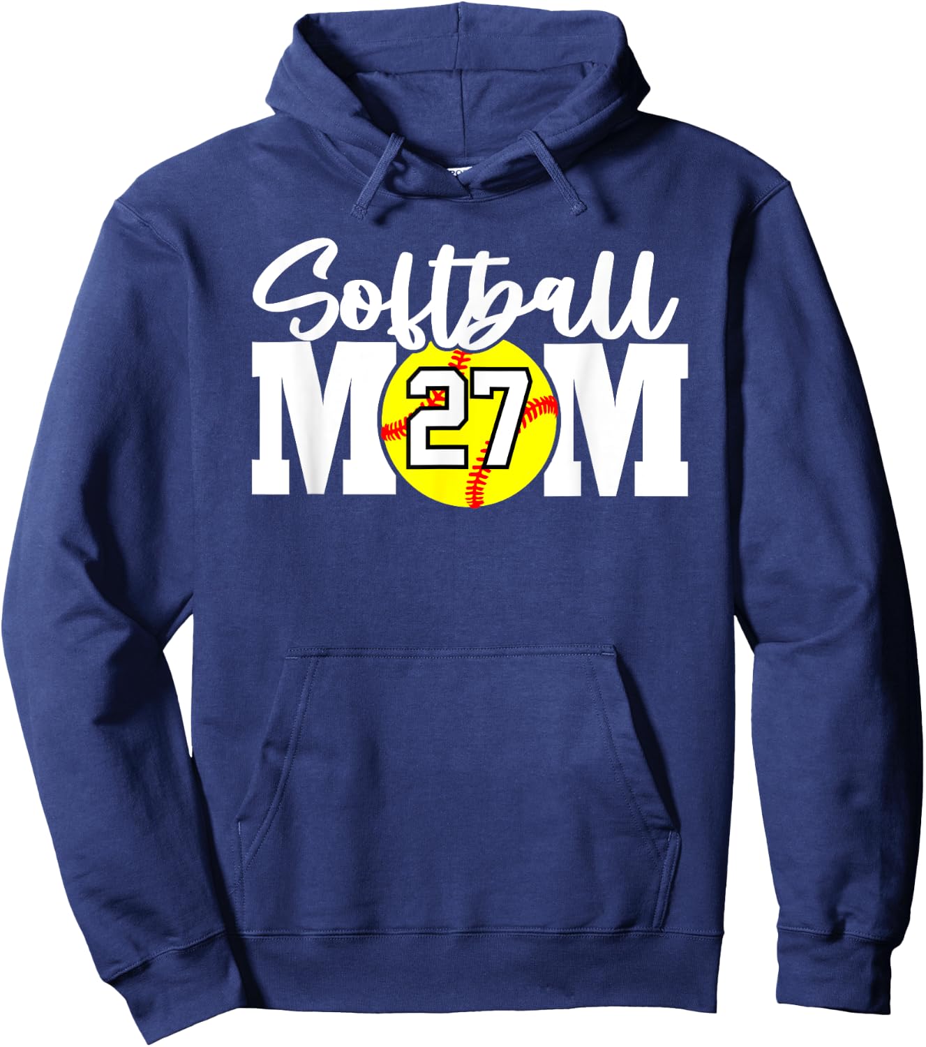 Softball Mom Number #27 Hoodie - Hoodie | Navy