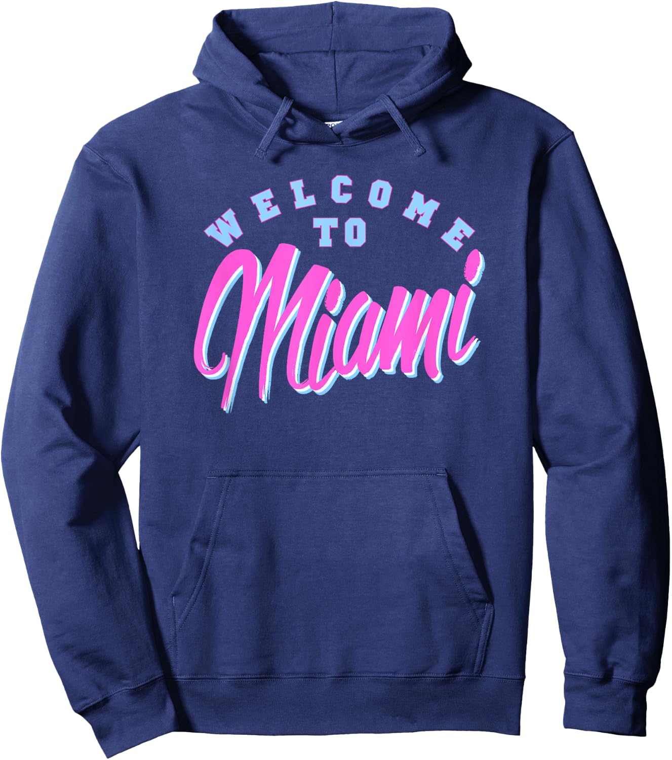 Vintage Welcome To Miami Beach Florida Souvenir Palm Trees- Men Women Girls Kids Hoodie - Hoodie | Navy
