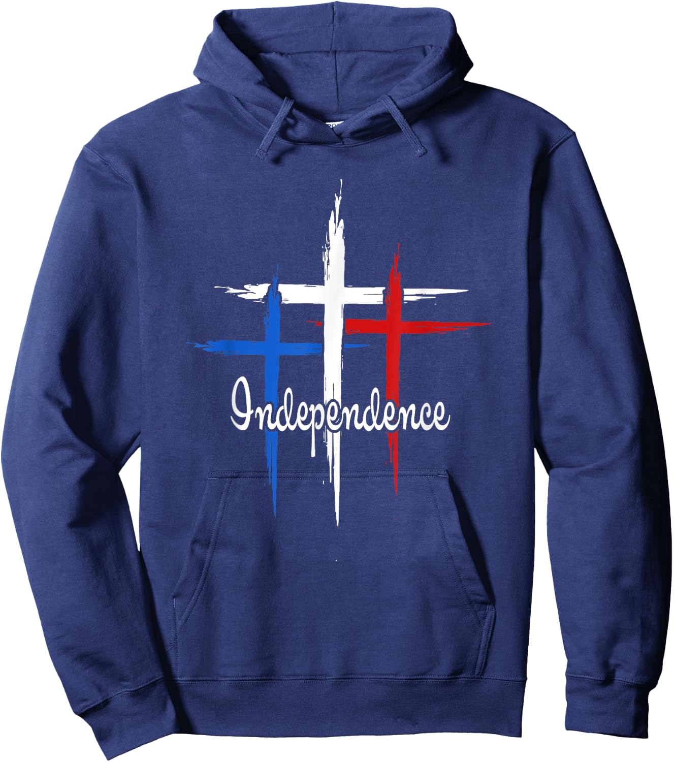 Independence Cross Christian 4th Of July US Flag Faith Women Men Hoodie - Hoodie | Navy
