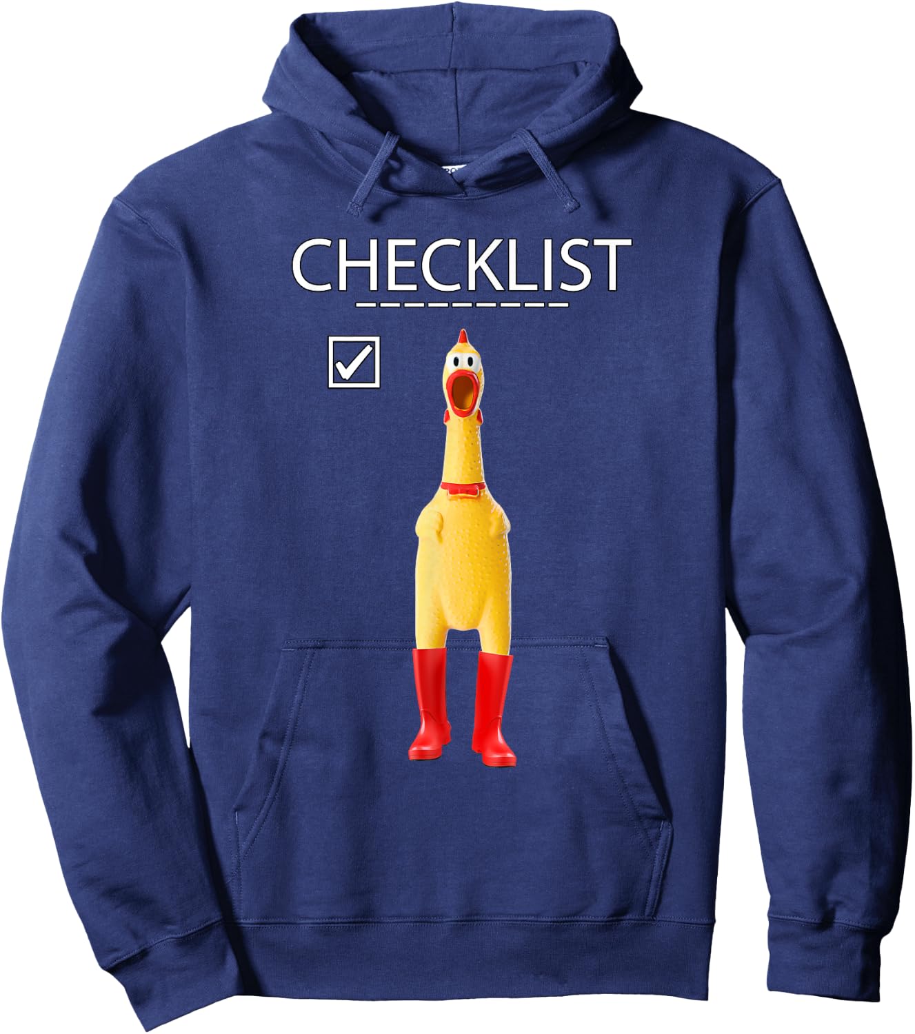 Funny Rubber Chicken Gift Boys Checklist Practical Joke Hoodie - Hoodie | Navy