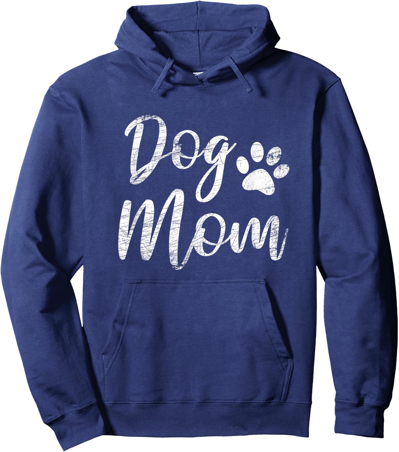 Dog Mom - Vintage / Worn Design - Funny Dog Paw - Classic Men Women Girls Kids Hoodie - Hoodie | Navy