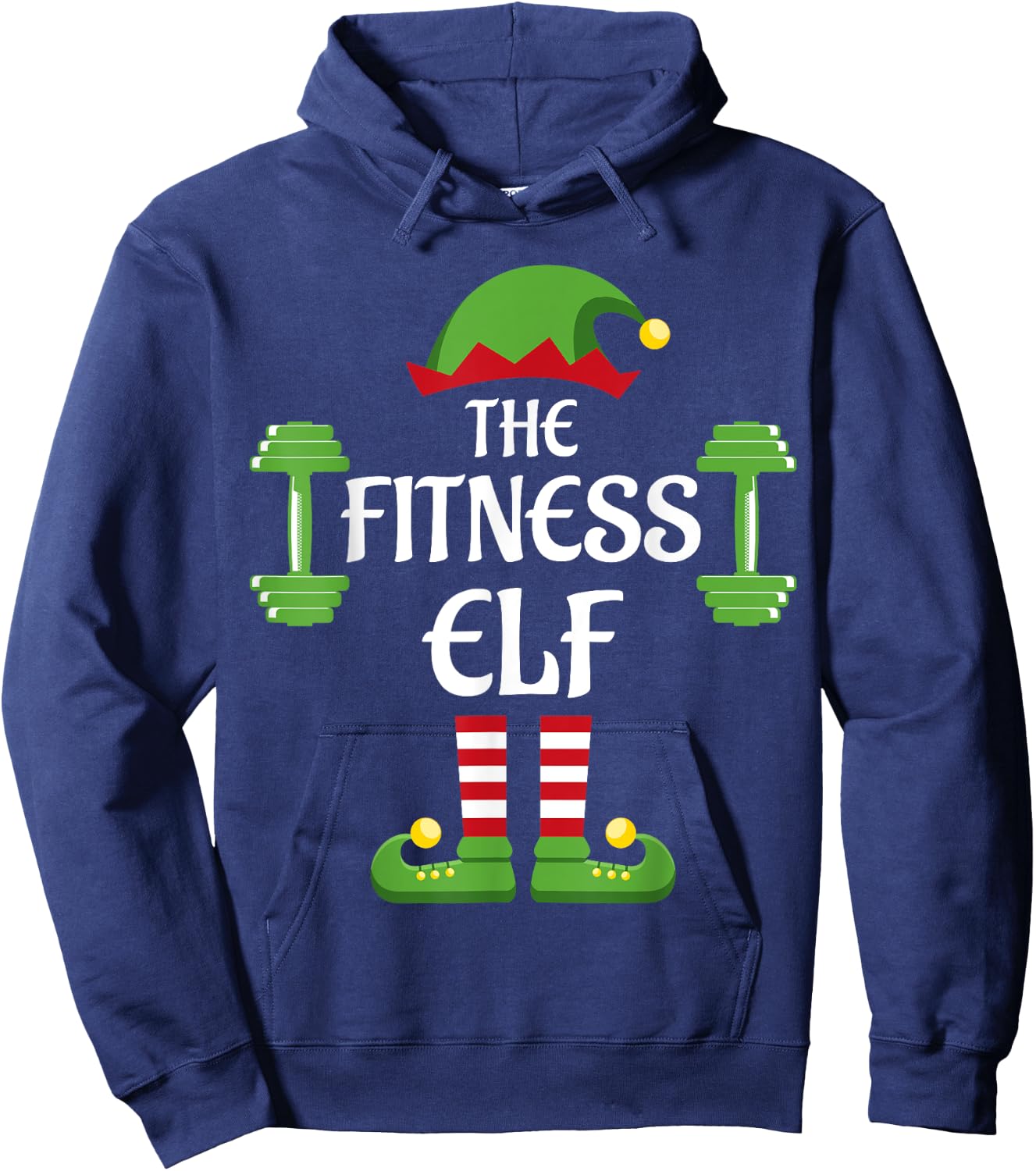 Fitness Elf Family Matching Group Christmas Sporty Hoodie - Hoodie | Navy