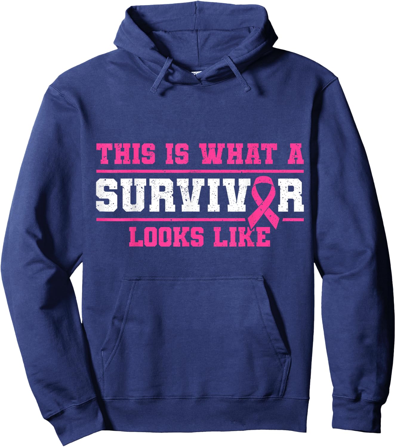 Breast Cancer Awareness Month This Is What Survivor Looks Like Pink Ribbon Hoodie - Hoodie | Navy
