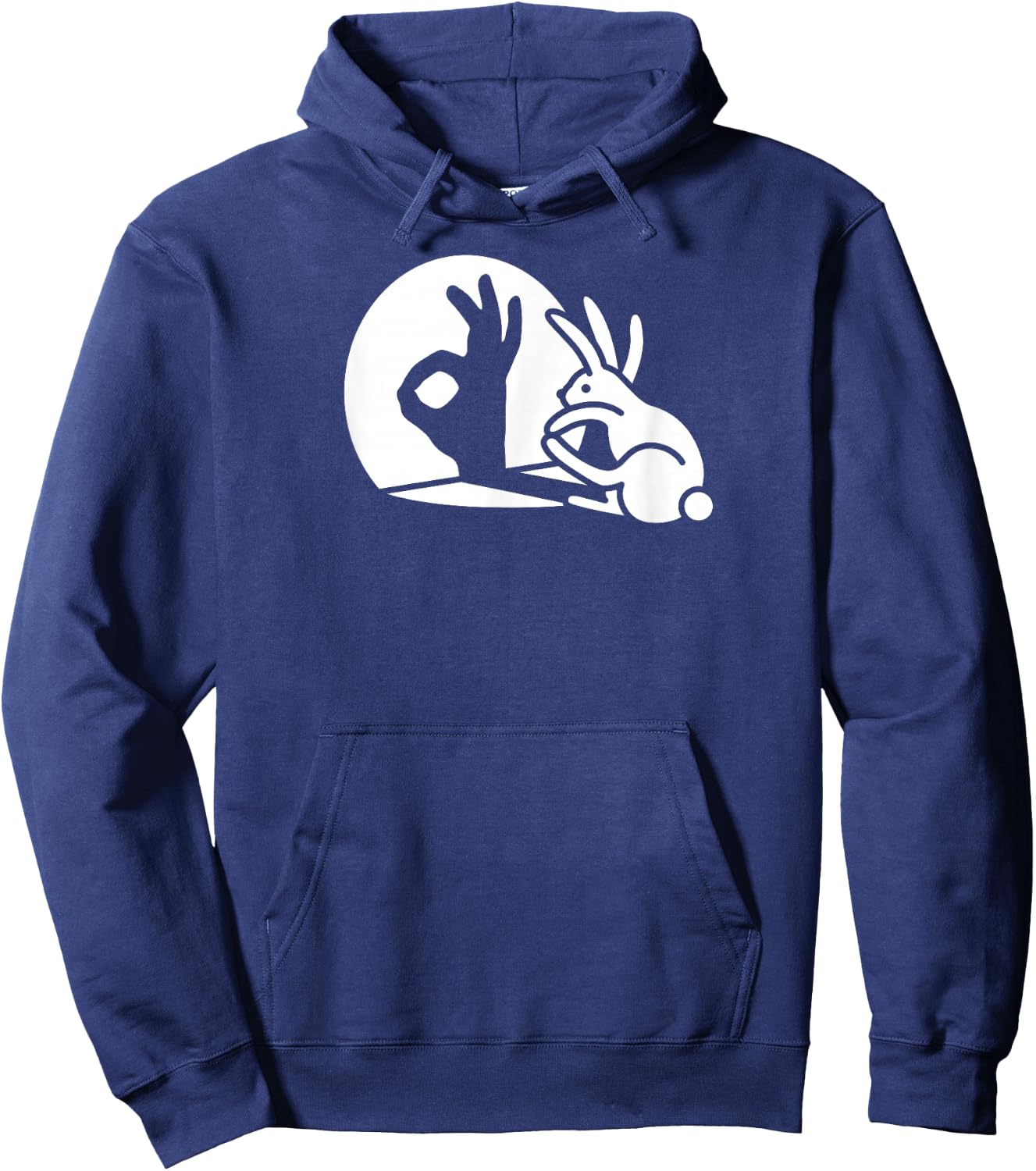 Bunny rabbit OK okay shadow hand gesture sign circle game Hoodie - Hoodie | Navy