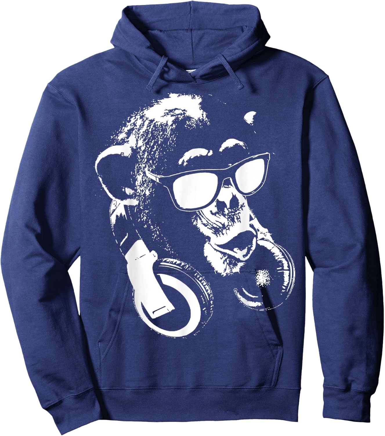 Monkey Chimp With Sunglasses And Headphones Hoodie - Hoodie | Navy