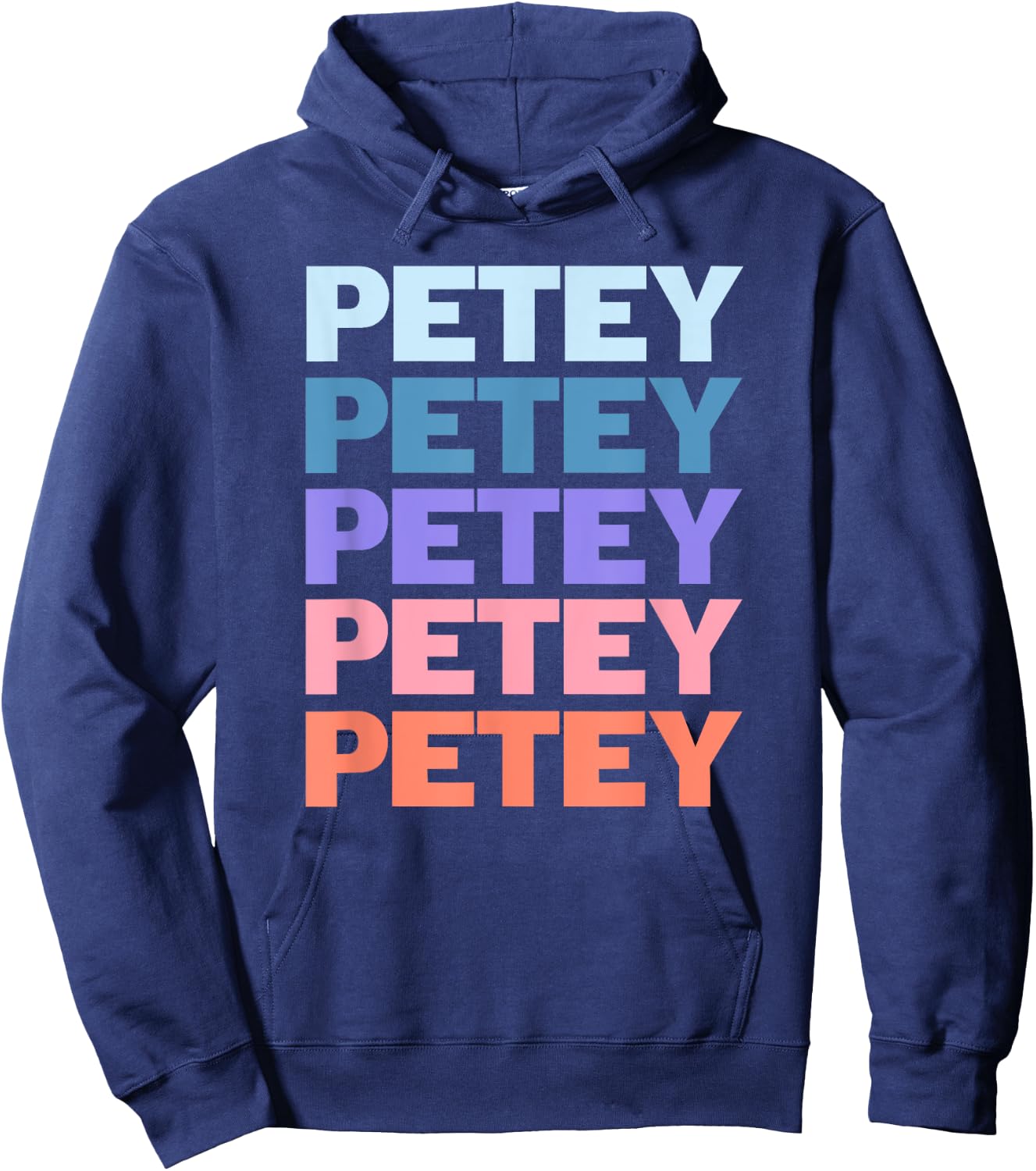 Funny Modern Repeated Text Design Petey Hoodie - Hoodie | Navy