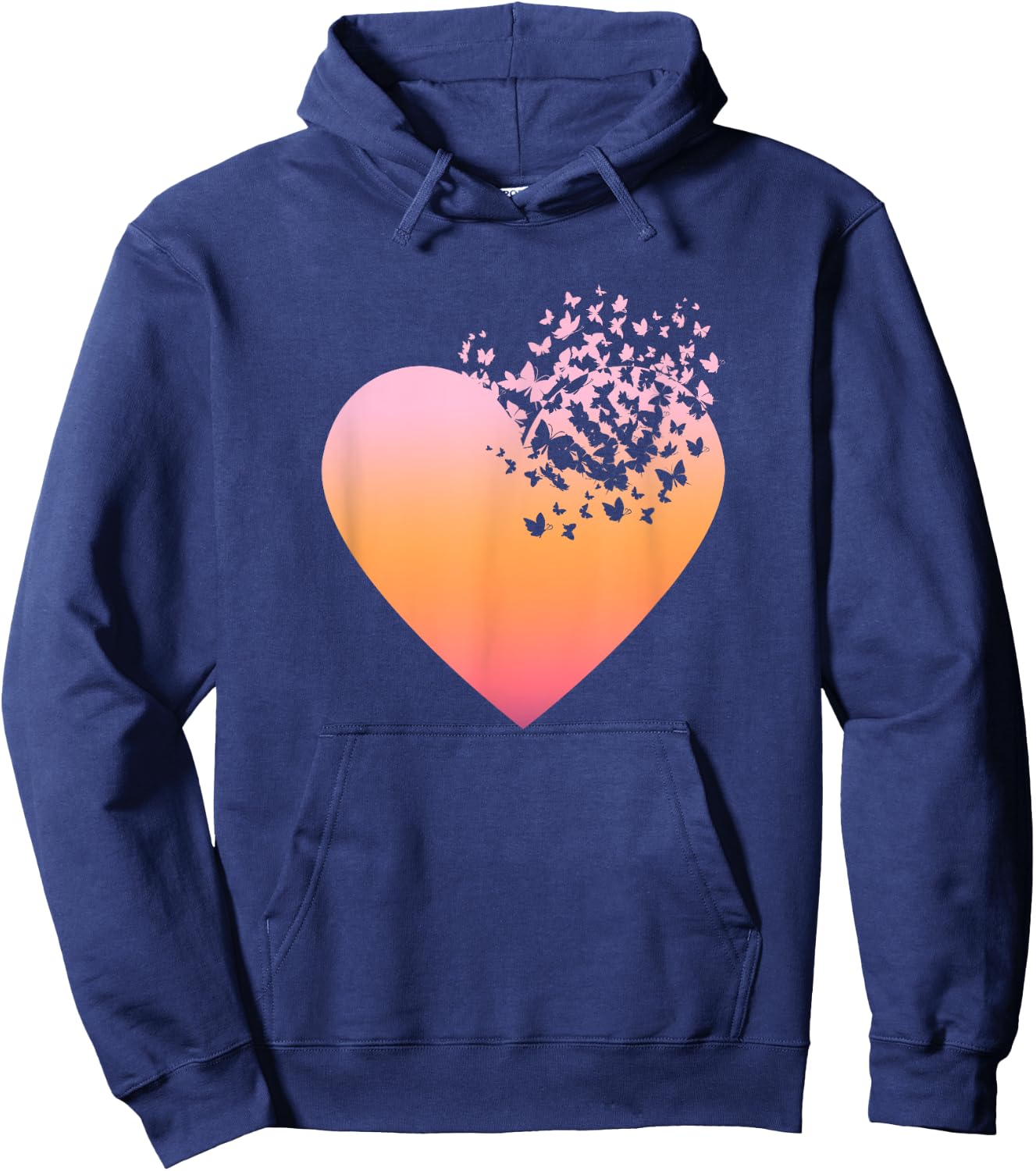 Butterfly Heart Butterflies Beautiful Colorful Spring Flower Hoodie - Hoodie | Navy