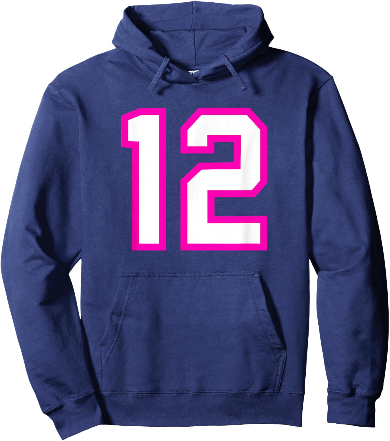 Pink Sports Team Number #12 Hoodie - Hoodie | Navy
