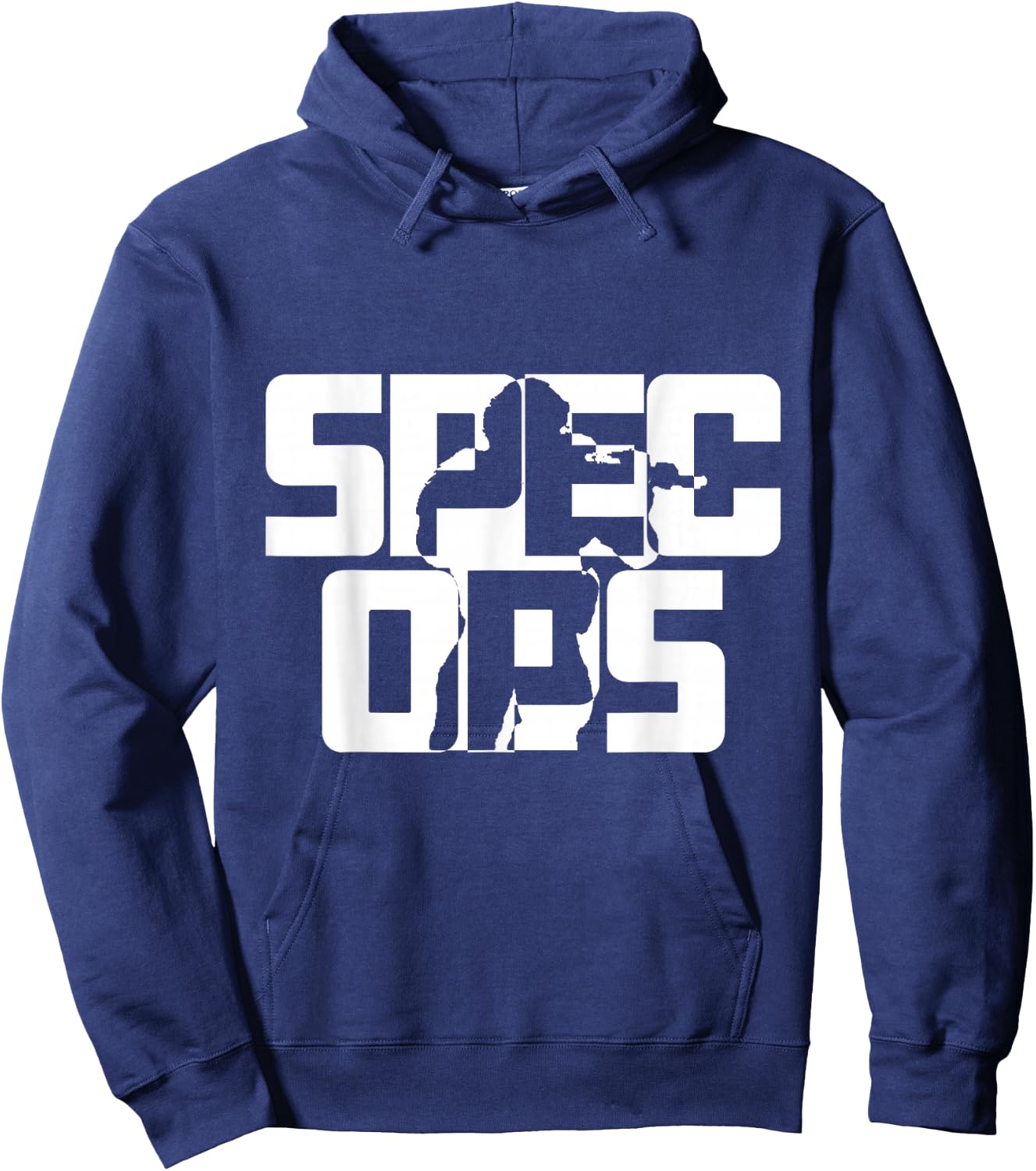 Spec Ops Tactical Military Silhouette Bold Design Hoodie - Hoodie | Navy