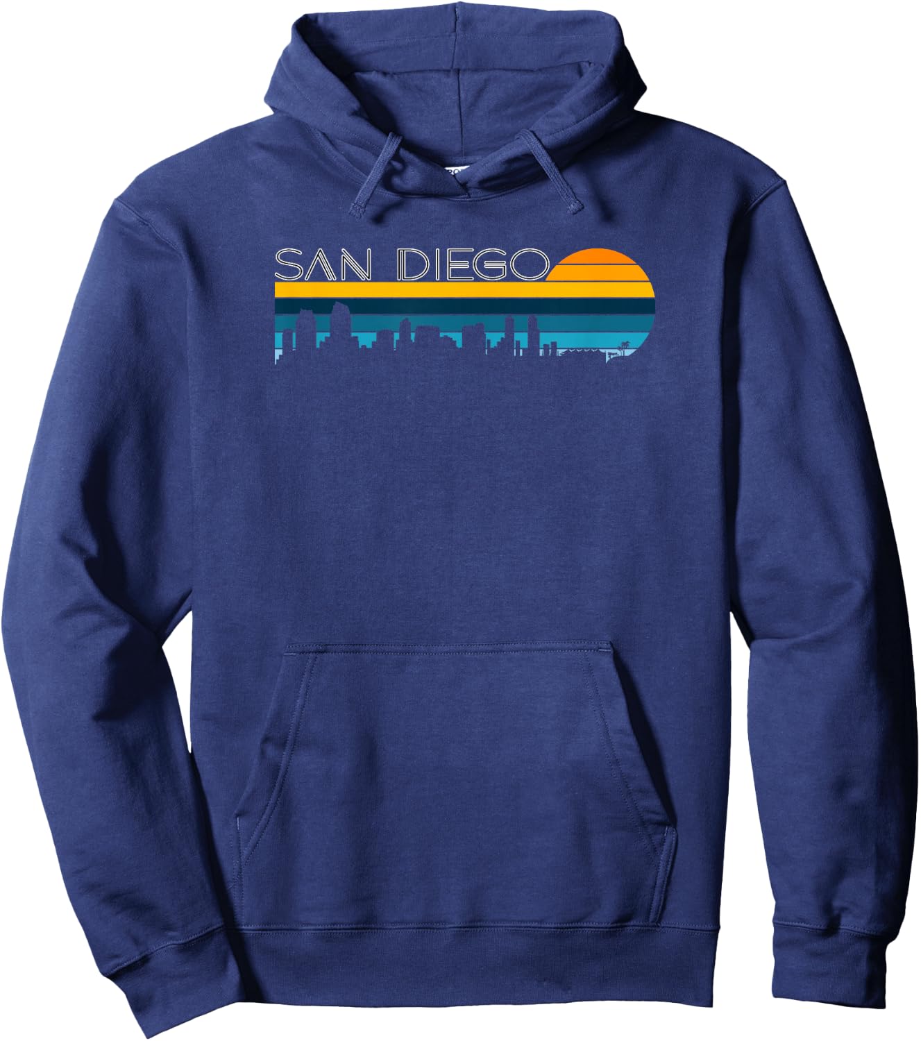 San Diego Skyline - Vintage Retro Sunset SD Cityscape Hoodie - Hoodie | Navy