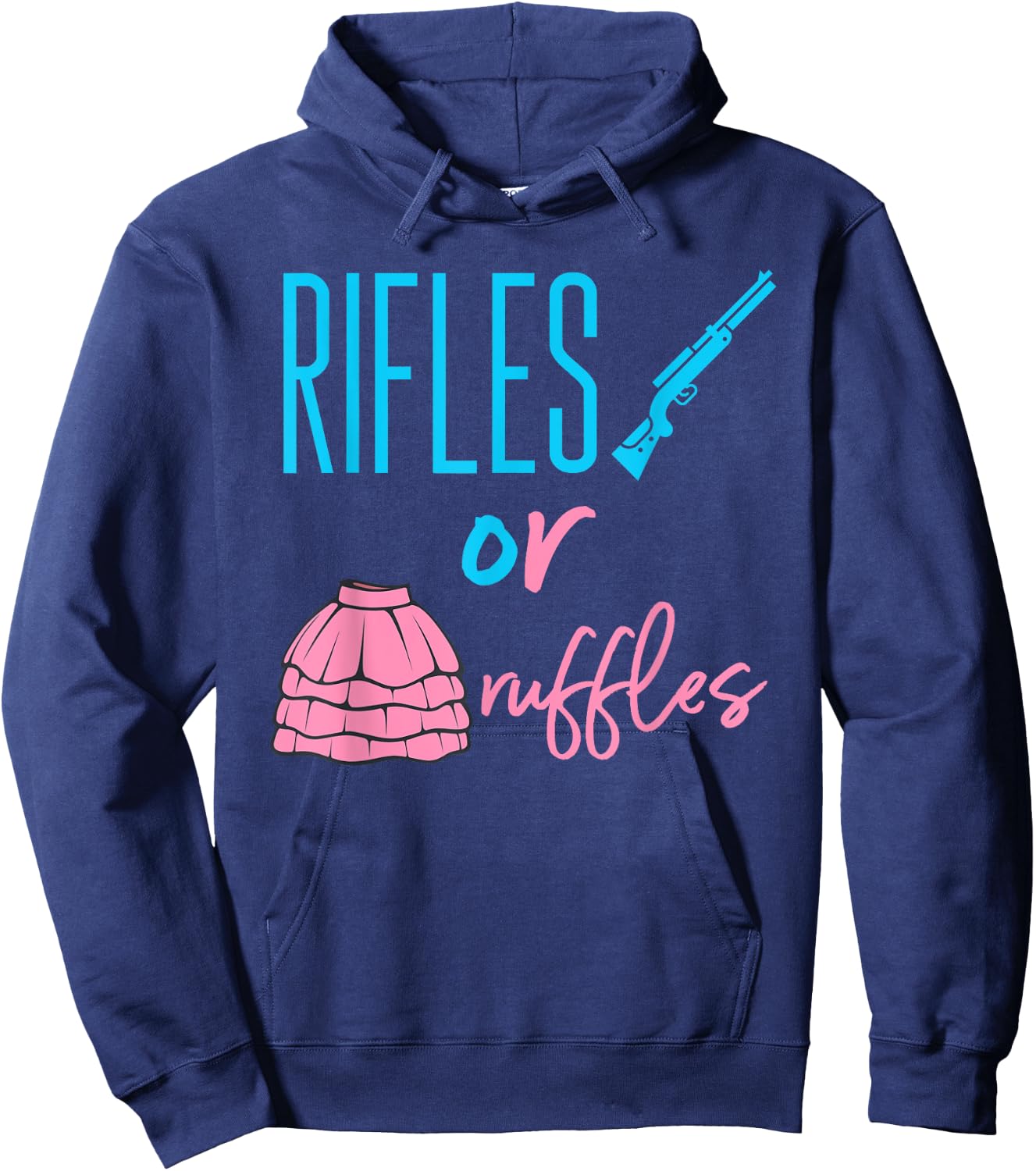 Rifles or Ruffles - Fun Gender Reveal Baby Announcement Hoodie - Hoodie | Navy