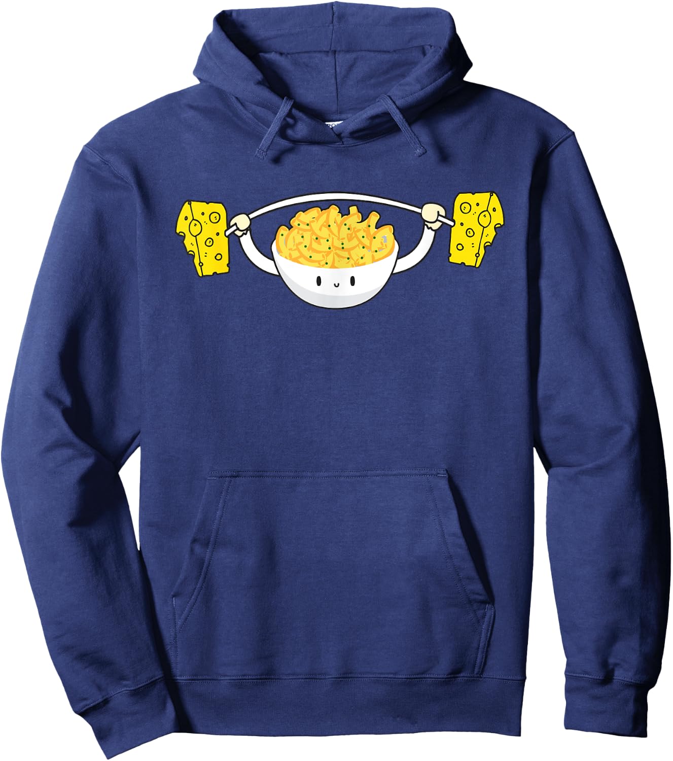 Macaroni Lifting Cheese Funny Food Snatch Squat Barbell Gym Hoodie - Hoodie | Navy
