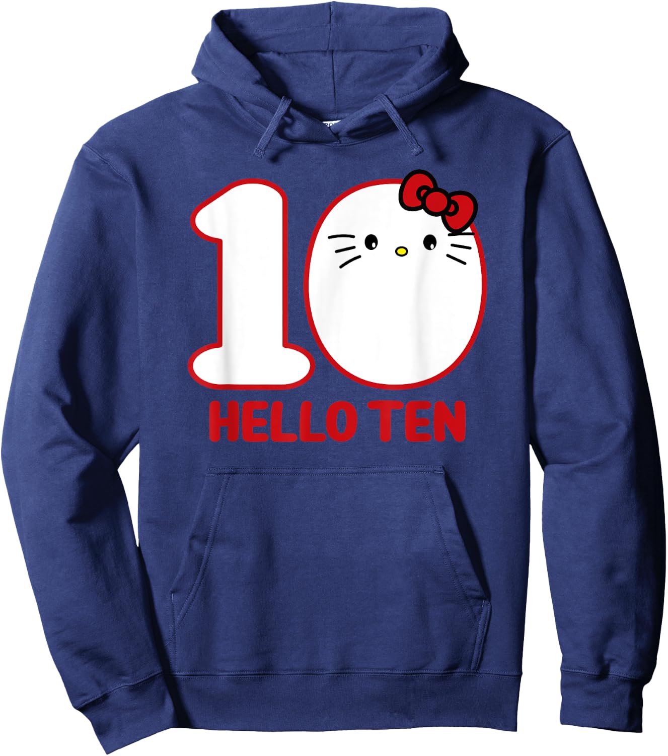 Happy Birthday Kitty, Cute Hello Ten Bday 10th Kawaii Gift Hoodie - Hoodie | Navy