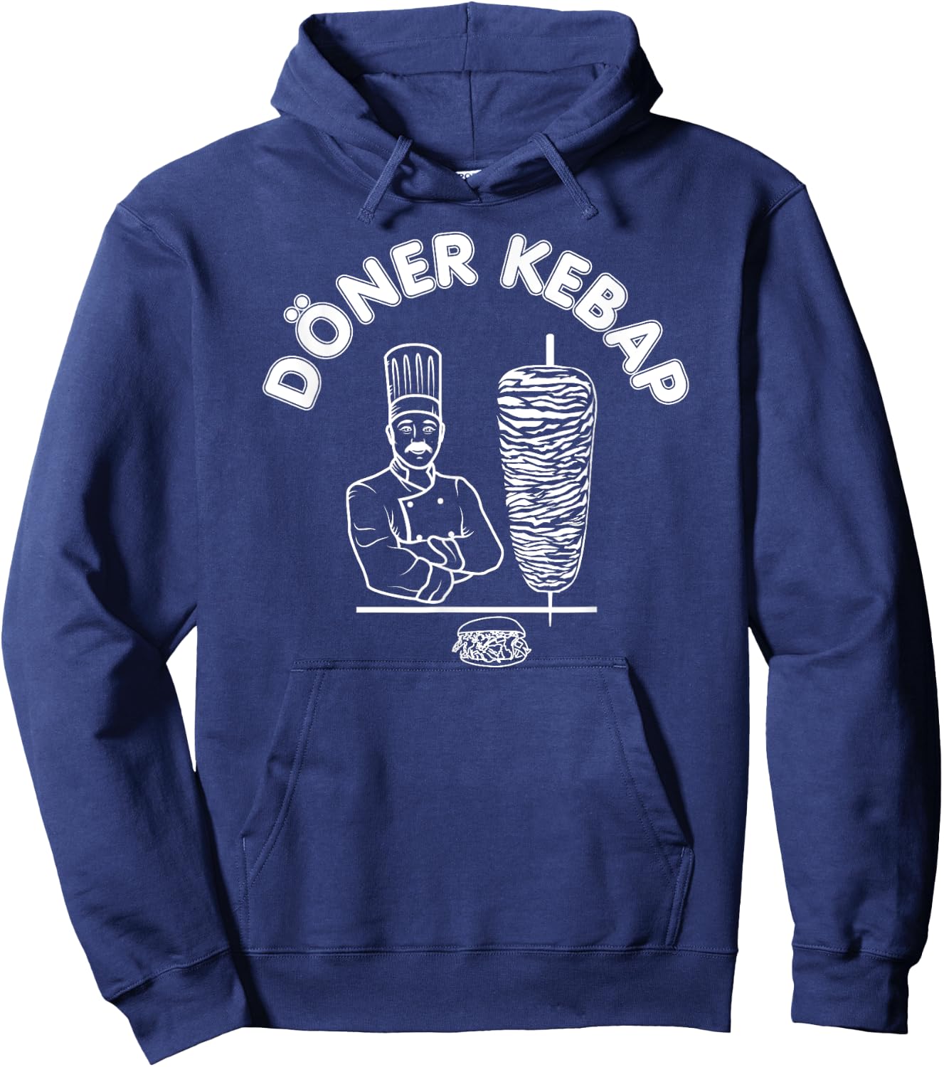Döner Kebap Shirt, Kebab Cook & Kebab Skewer & Sandwich Logo Hoodie - Hoodie | Navy