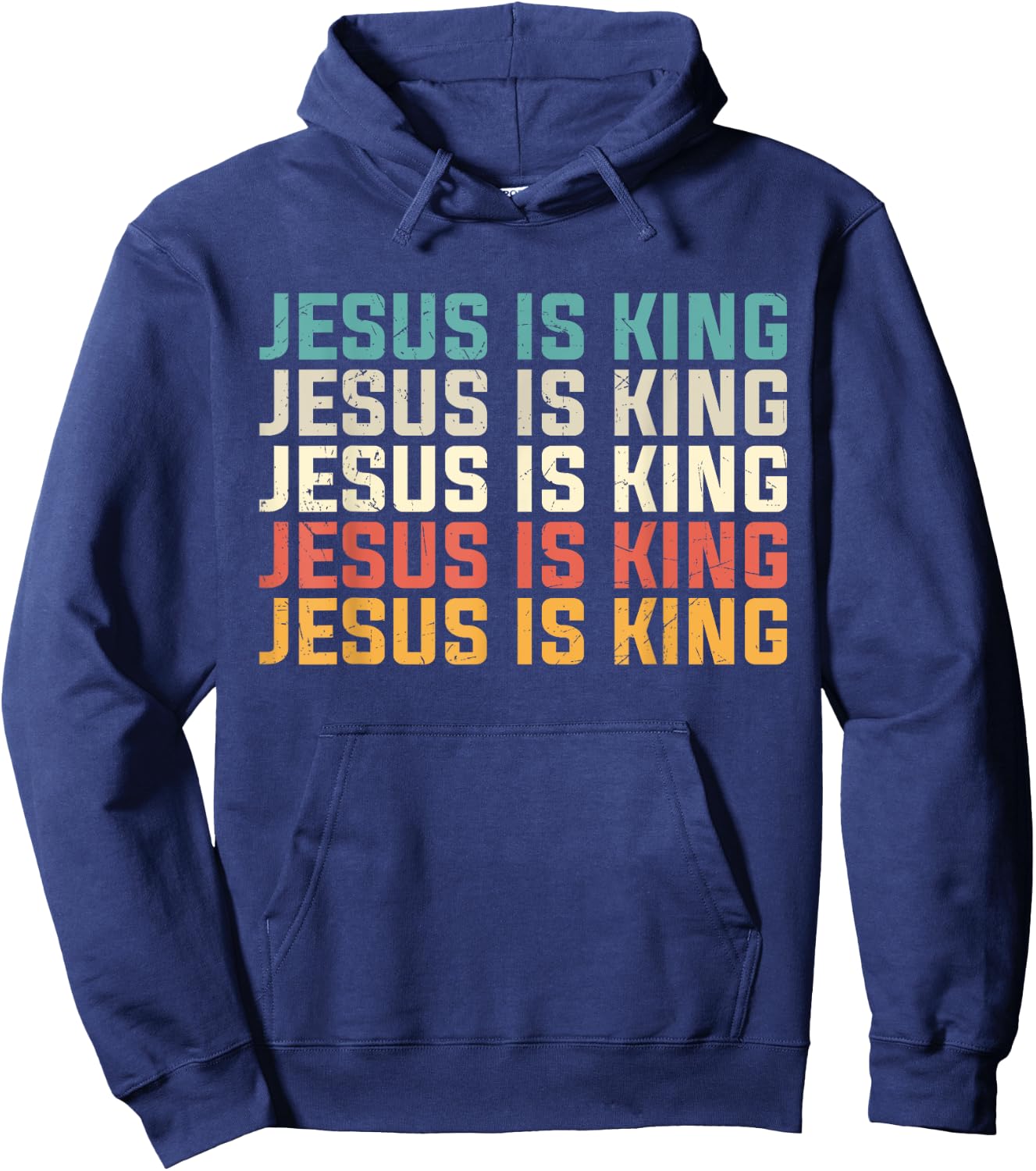 Jesus Is King Vintage Retro Jesus Christ Christian Church Hoodie - Hoodie | Navy