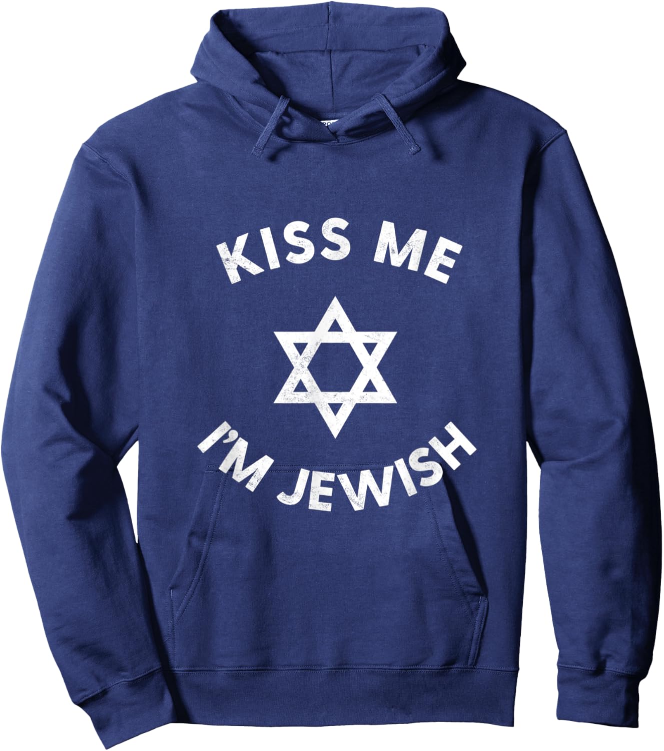 Kiss Me I'm Jewish Mezuzah Hebrew Kosher Humor Hoodie - Hoodie | Navy