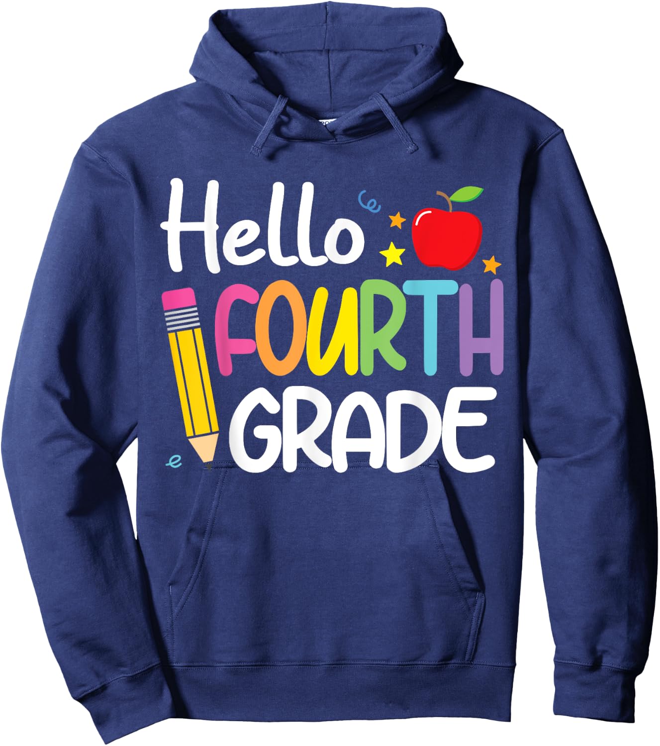 Hello Fourth 4th Grade First Day Back to School Teacher Girl Hoodie - Hoodie | Navy