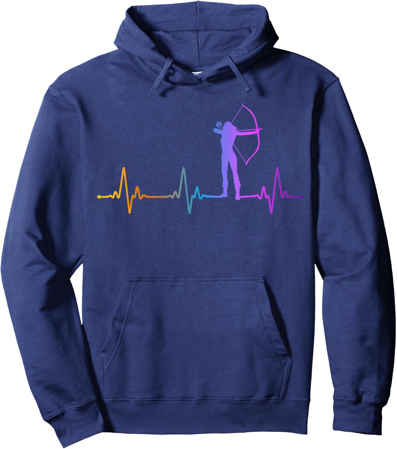 Archery Bow Archer Girl Heartbeat Pulse Rainbow Hoodie - Hoodie | Navy
