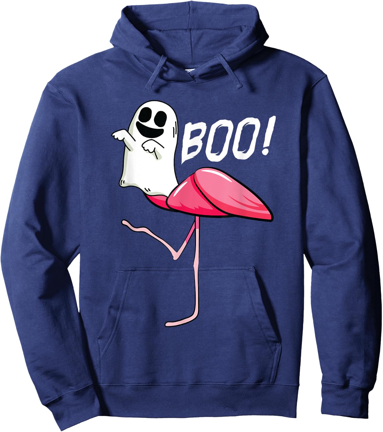 Boo Ghost Flamingo Lazy DIY Halloween Costume Funny Animal Hoodie - Hoodie | Navy