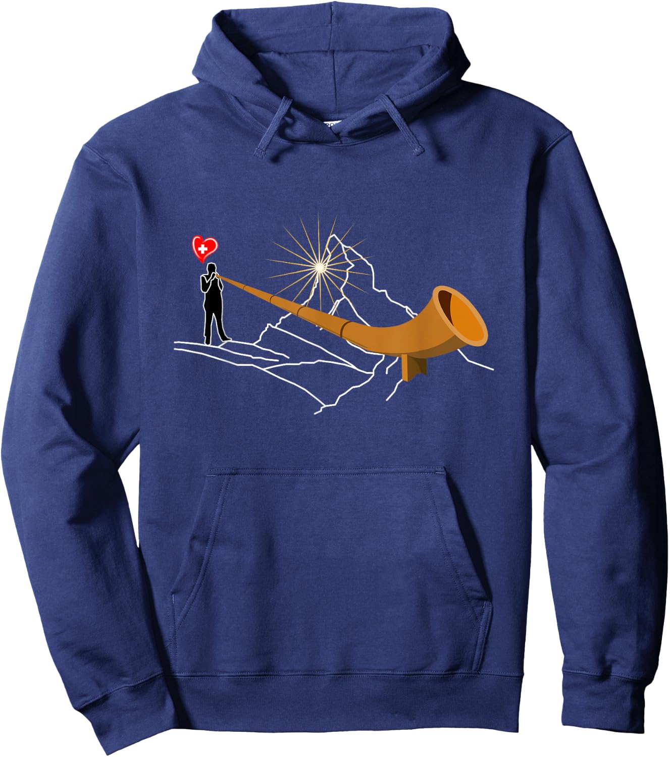 Matterhorn Mountains in the home Alphorn Switzerland Sunrise Hoodie - Hoodie | Navy