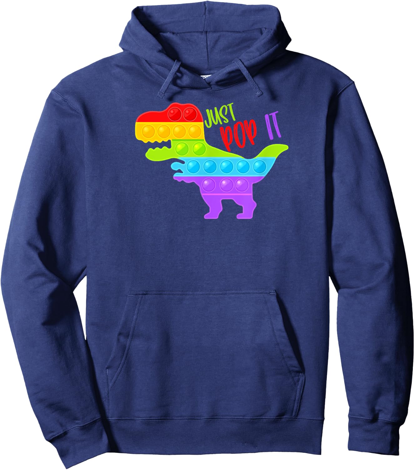Dinosaur Rainbow Just Pop It Pop Fidget Toy Funny Hoodie - Hoodie | Navy