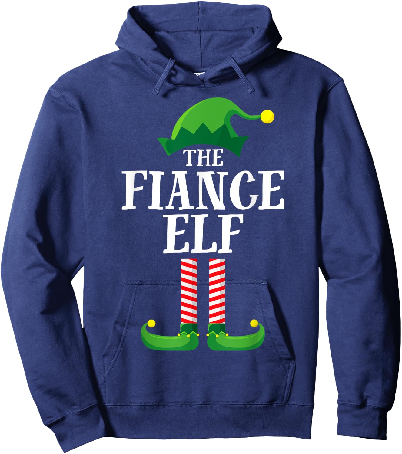 Fiance Elf Matching Family Group Christmas Party Pyjamas Hoodie - Hoodie | Navy