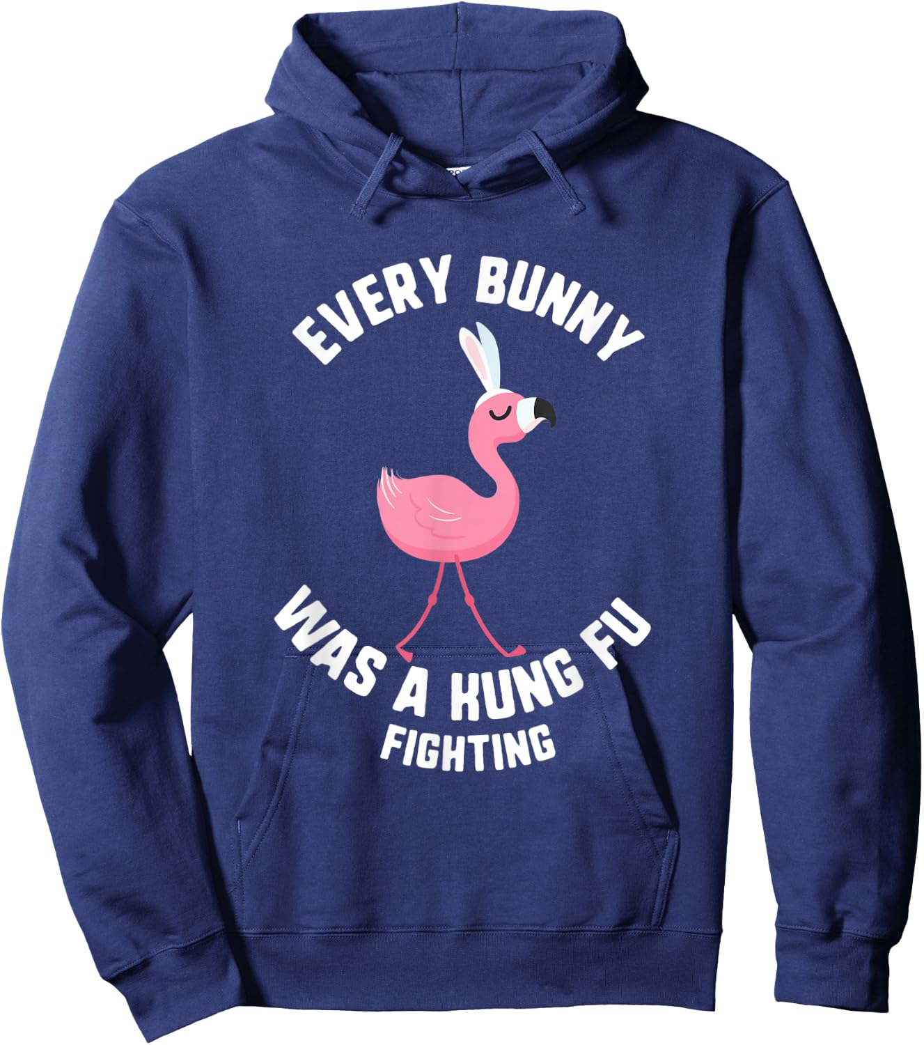 Easter Every Bunny Was A Kung Fu Fighting Flamingo Kids Hoodie - Hoodie | Navy