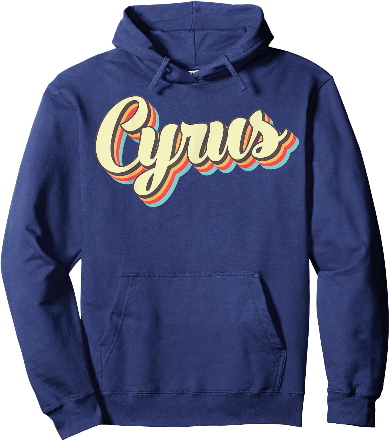 Cyrus Retro Art Baseball Font Vintage Hoodie - Hoodie | Navy