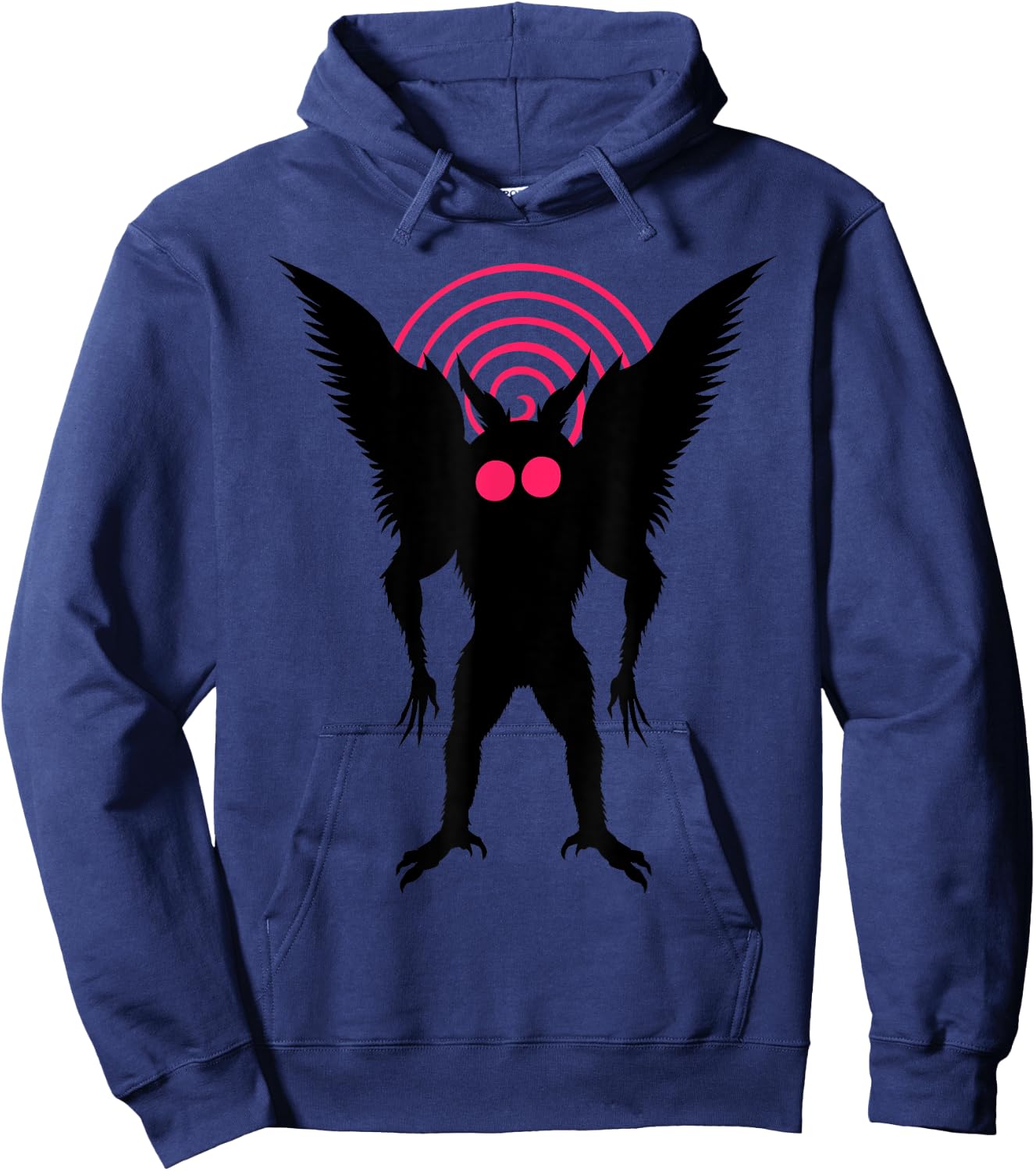 Moth Man Silhouette With Red Eyes Dimensional Portal Mothman Hoodie - Hoodie | Navy