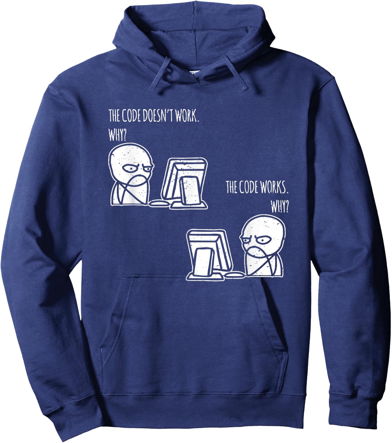 Laptop Meme PC The Code Works Why Programmer Nerd Hoodie - Hoodie | Navy
