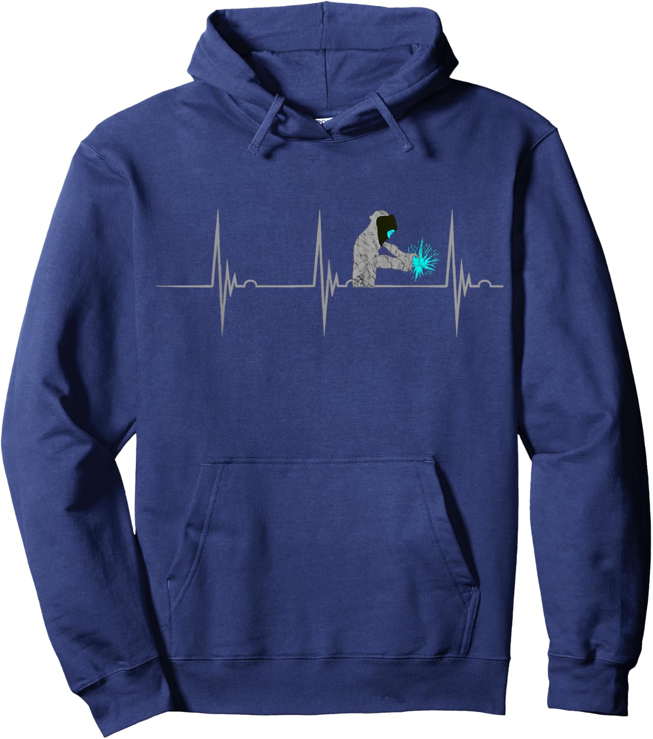Welder Heartbeat EKG Pulse Steelworker Mig Welding Hoodie - Hoodie | Navy