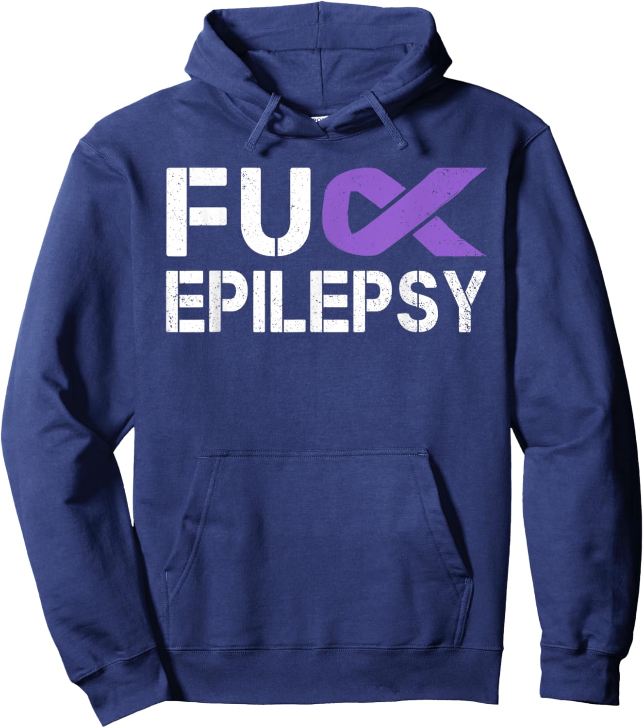 Fuck Epilepsy Awareness Month Purple Ribbon Warrior Fighter Hoodie - Hoodie | Navy
