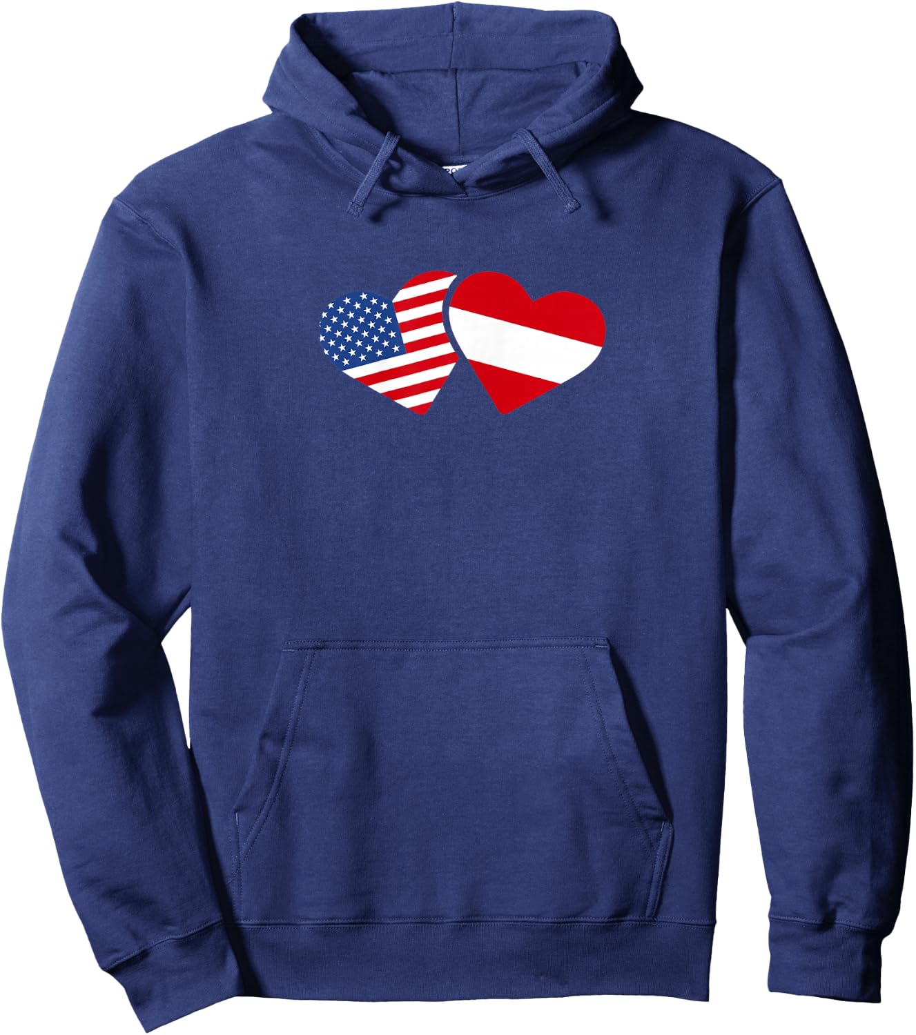 Austria USA Flag T Shirt Heart Austrian Americans Love Cute Hoodie - Hoodie | Navy