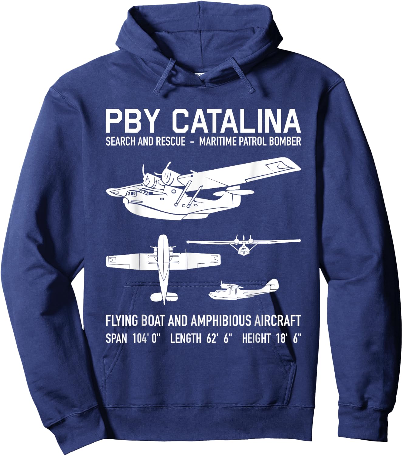 PBY Catalina American Flightboat charts from the 2 Hoodie - Hoodie | Navy