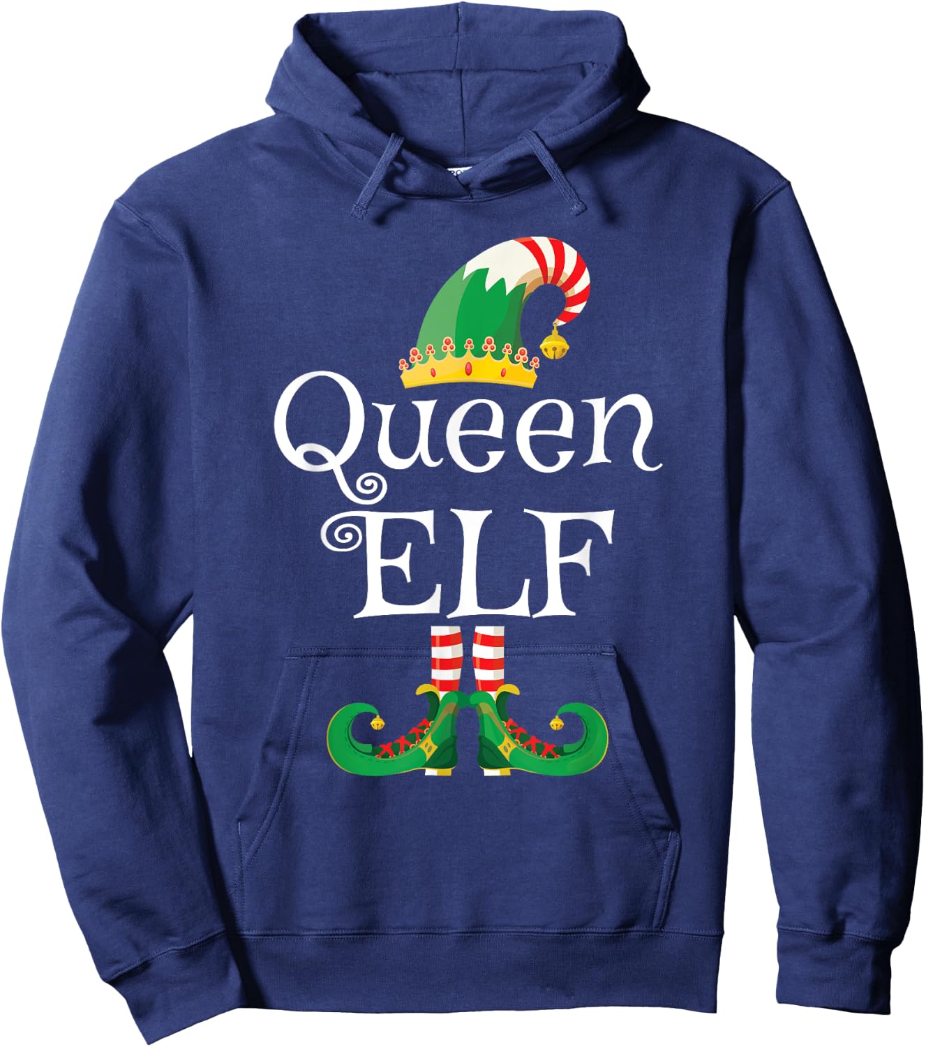 Queen Elf Women Funny Family Matching Elf Christmas Hoodie - Hoodie | Navy