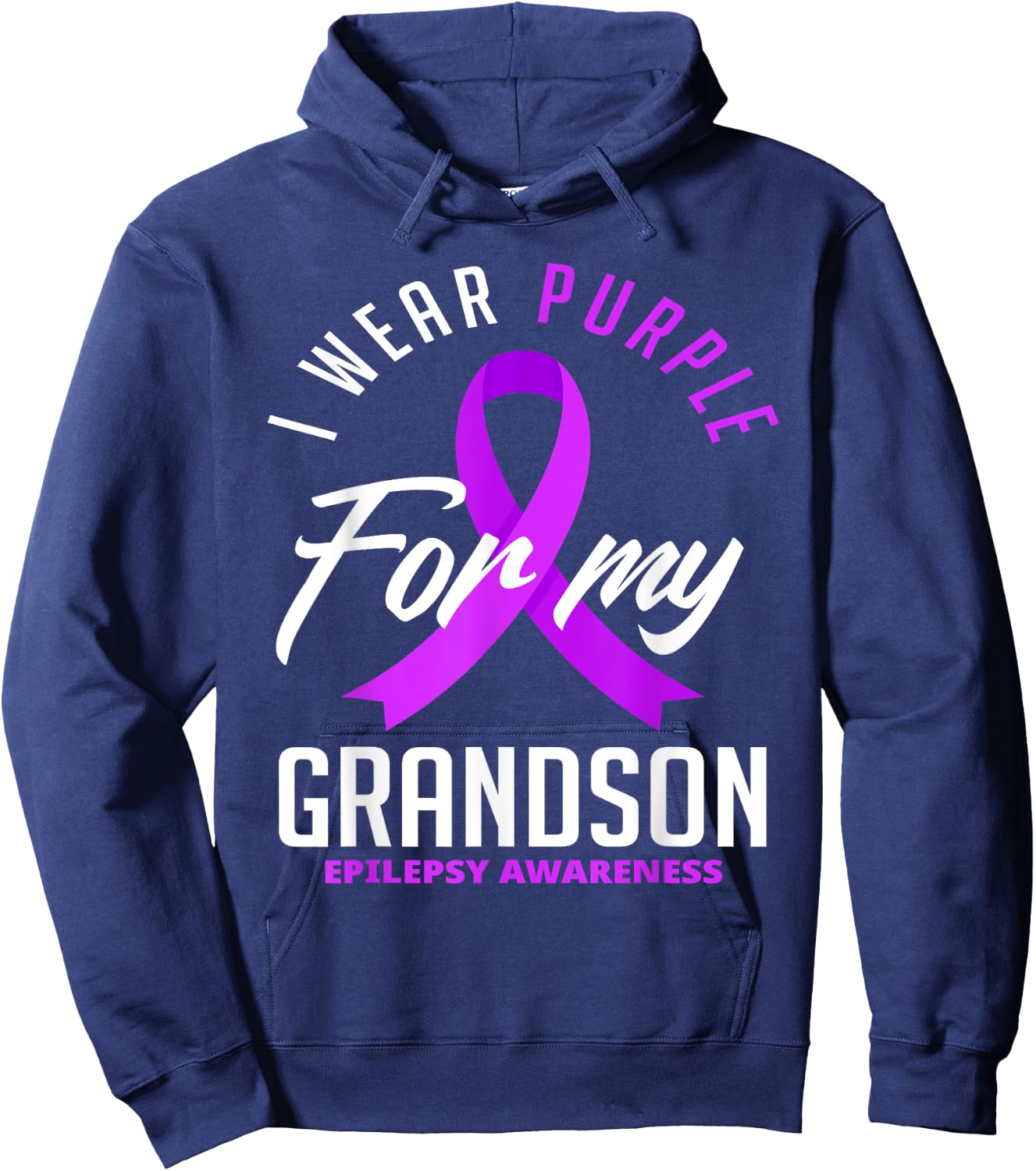 I Wear Purple For My Grandson Epilepsy Awareness Hoodie - Hoodie | Navy