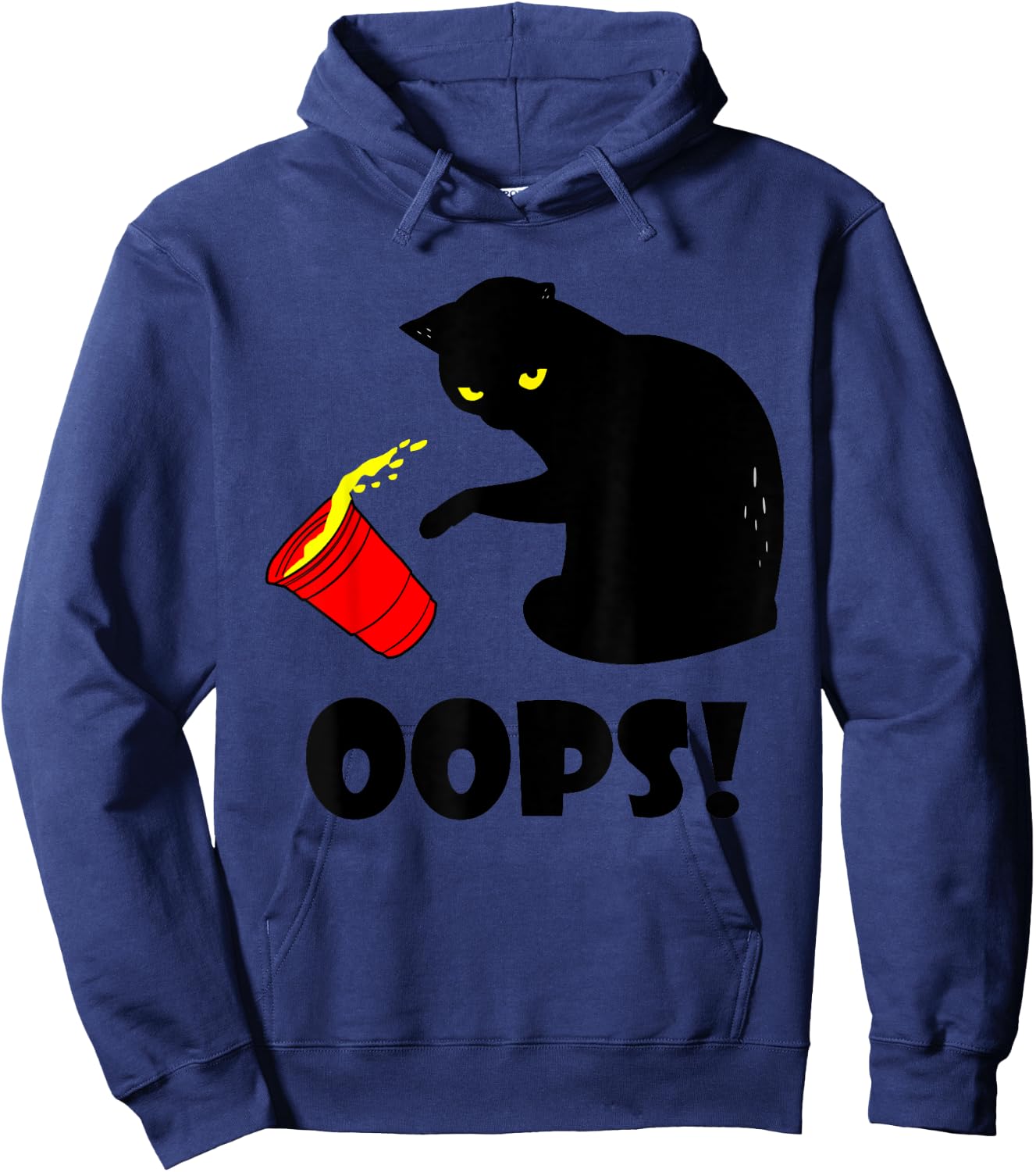 Cat Oops! Funny Black Cat Knocking Over A Glass Men Women Kids Hoodie - Hoodie | Navy