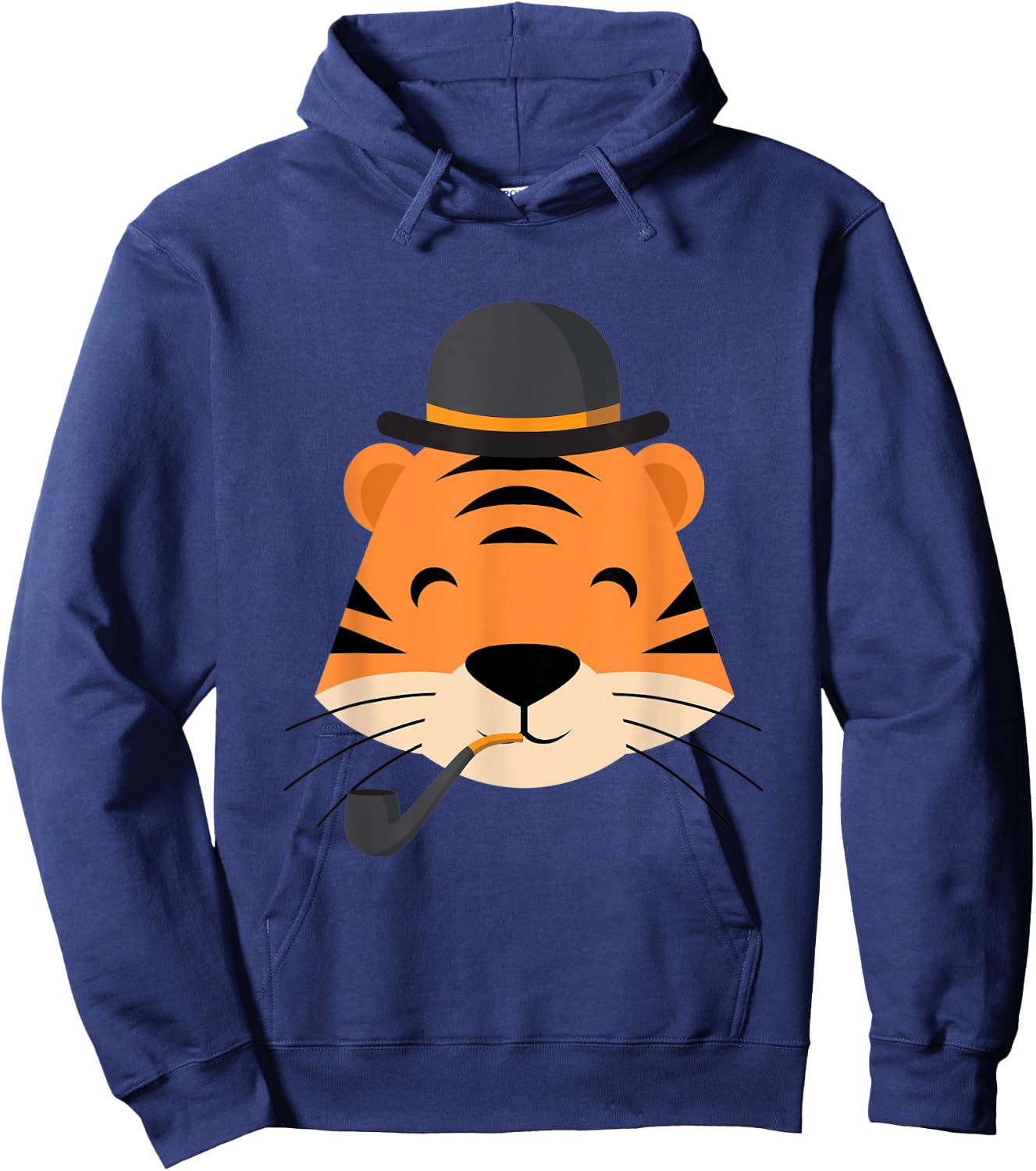 Tiger With Smoking Pipe And Hat Funny Cartoon Hoodie - Hoodie | Navy