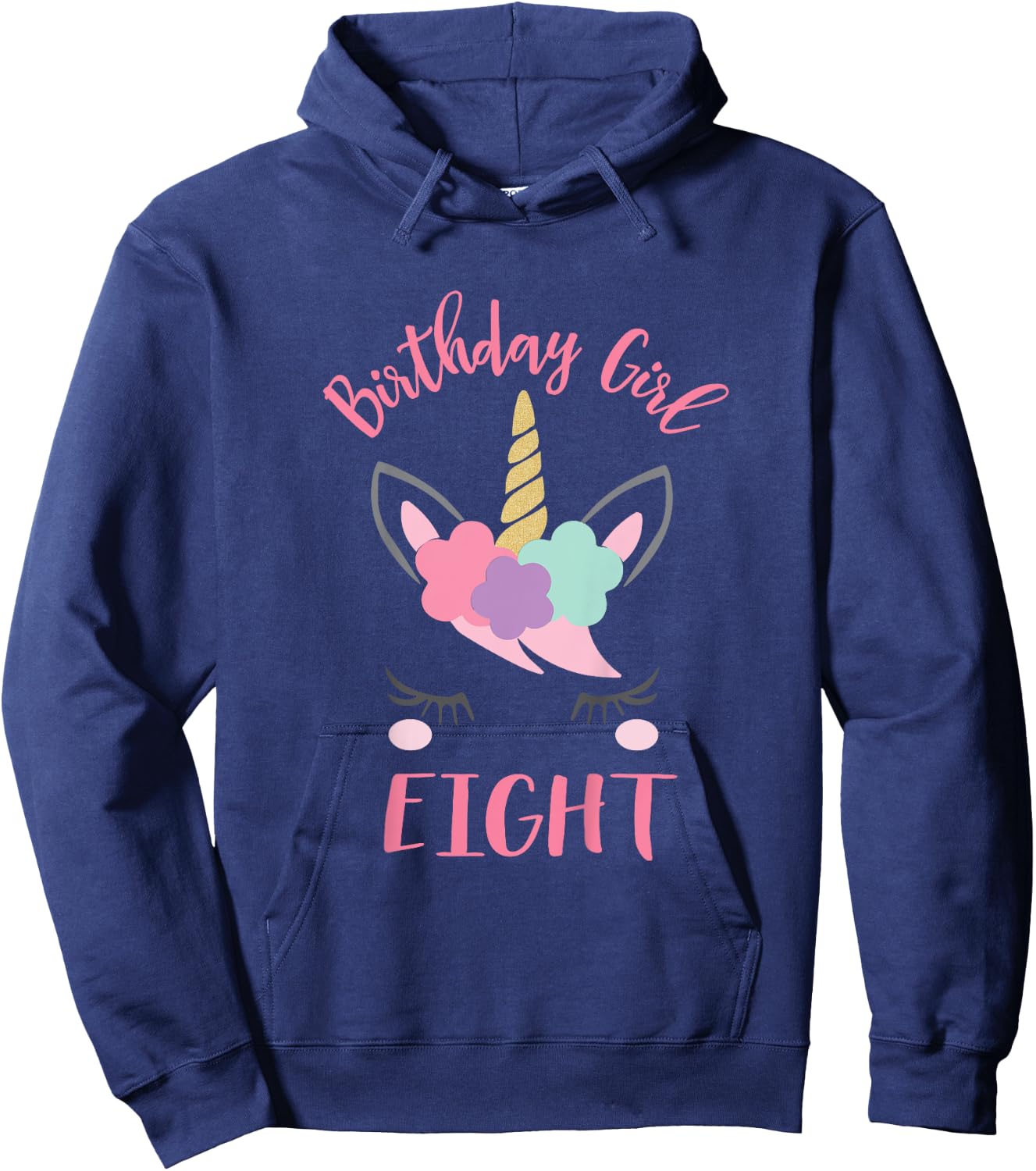8th Birthday Shirt Girl Unicorn Eighth Birthday Outfit Hoodie - Hoodie | Navy