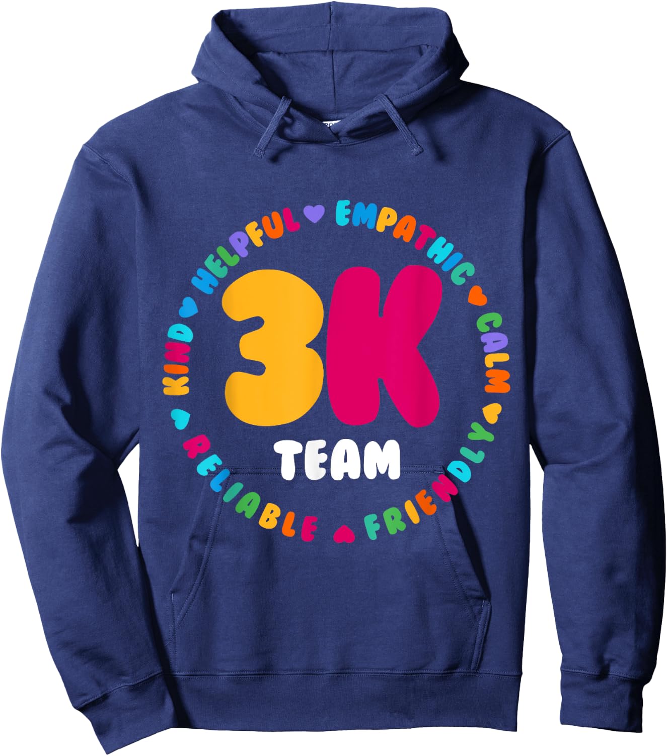 3K Team & Teacher Squad Threes Crew PreK Elementary Team Hoodie - Hoodie | Navy
