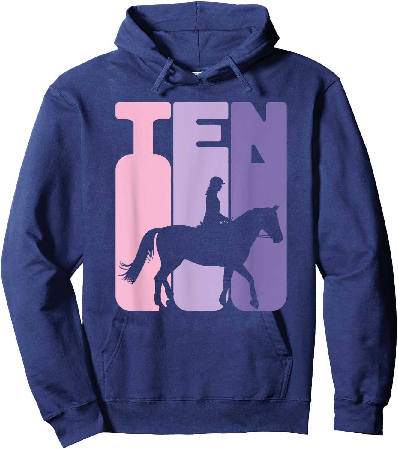 10th Birthday Horse Rider Girl Horse Fan 10 Years Girl Hoodie - Hoodie | Navy