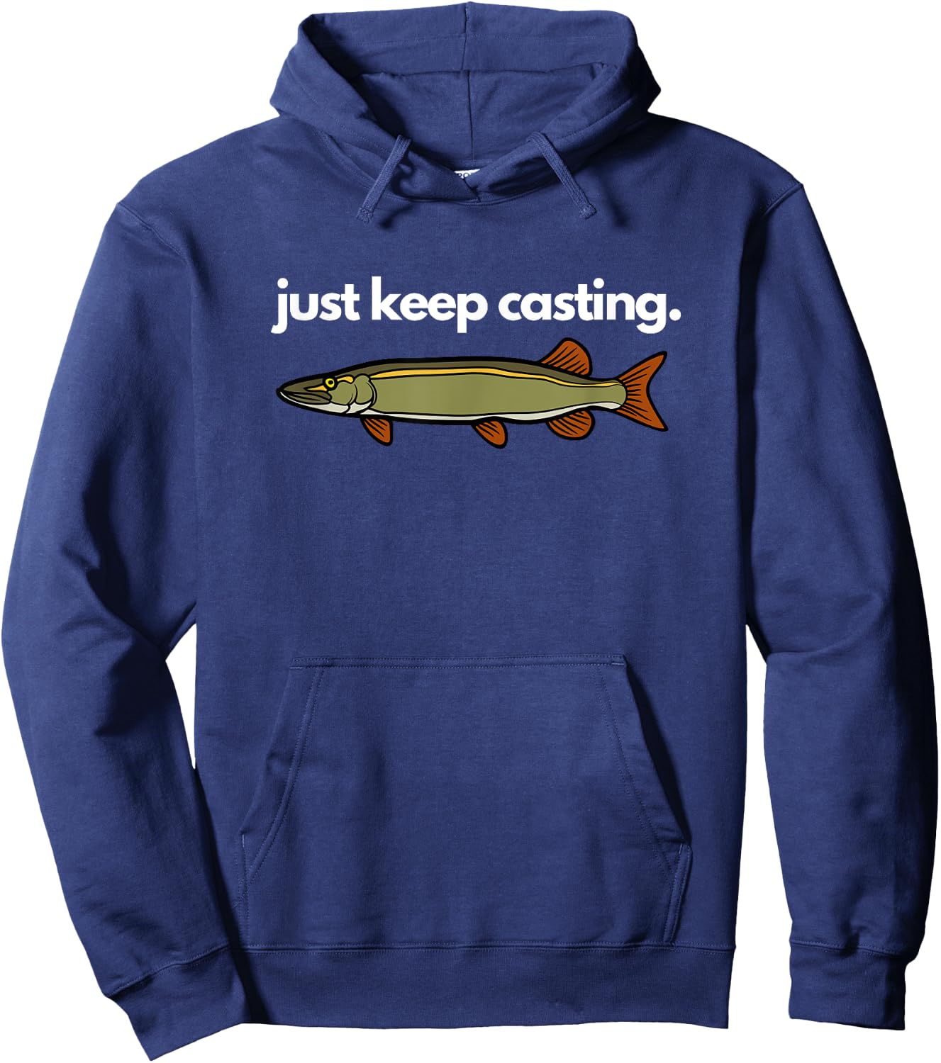 Just Keep Casting Musky Fishing Hoodie - Hoodie | Navy