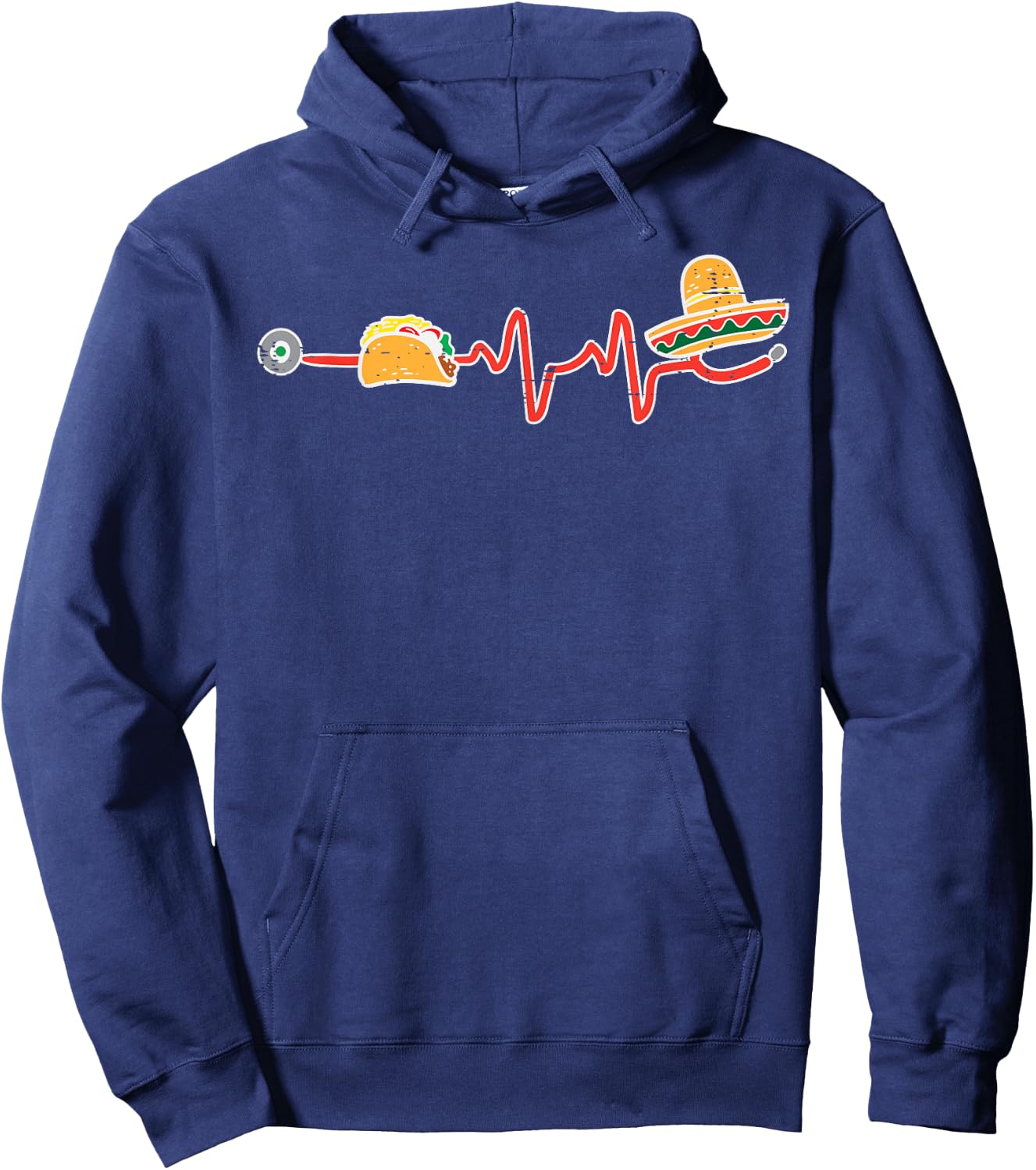 Taco Heartbeat Sombrero Nurse Cinco De Mayo Nurse Women RN Hoodie - Hoodie | Navy