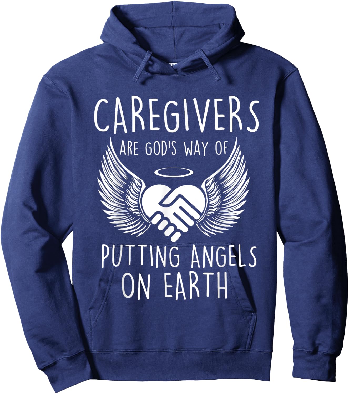 Funny Caregiving Shirts - Caregivers Are God's Way Of Putting Angels - Women's Black Cotton Polyester Caregiving - Small - Short Sleeve - - Classic Fit - Novelty Hoodie - Hoodie | Navy