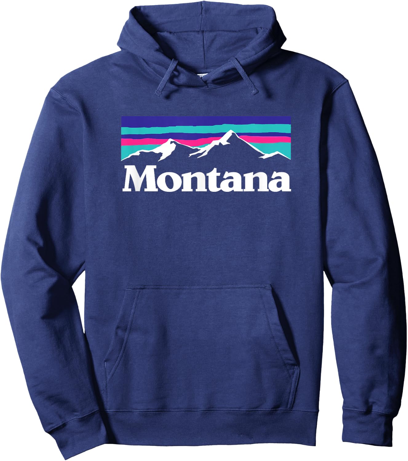 Montana Retro Vintage Mountain Outdoors State Graphic Hoodie - Hoodie | Navy