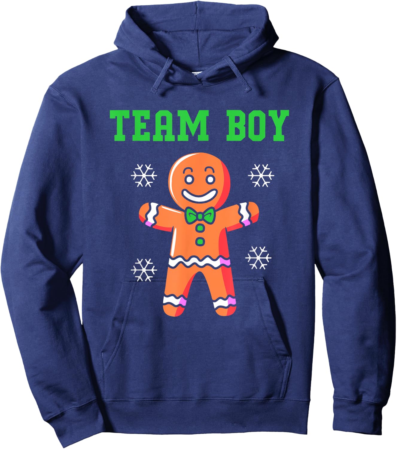 Christmas Gingerbread Man Team Boy Gender Reveal Hoodie - Hoodie | Navy
